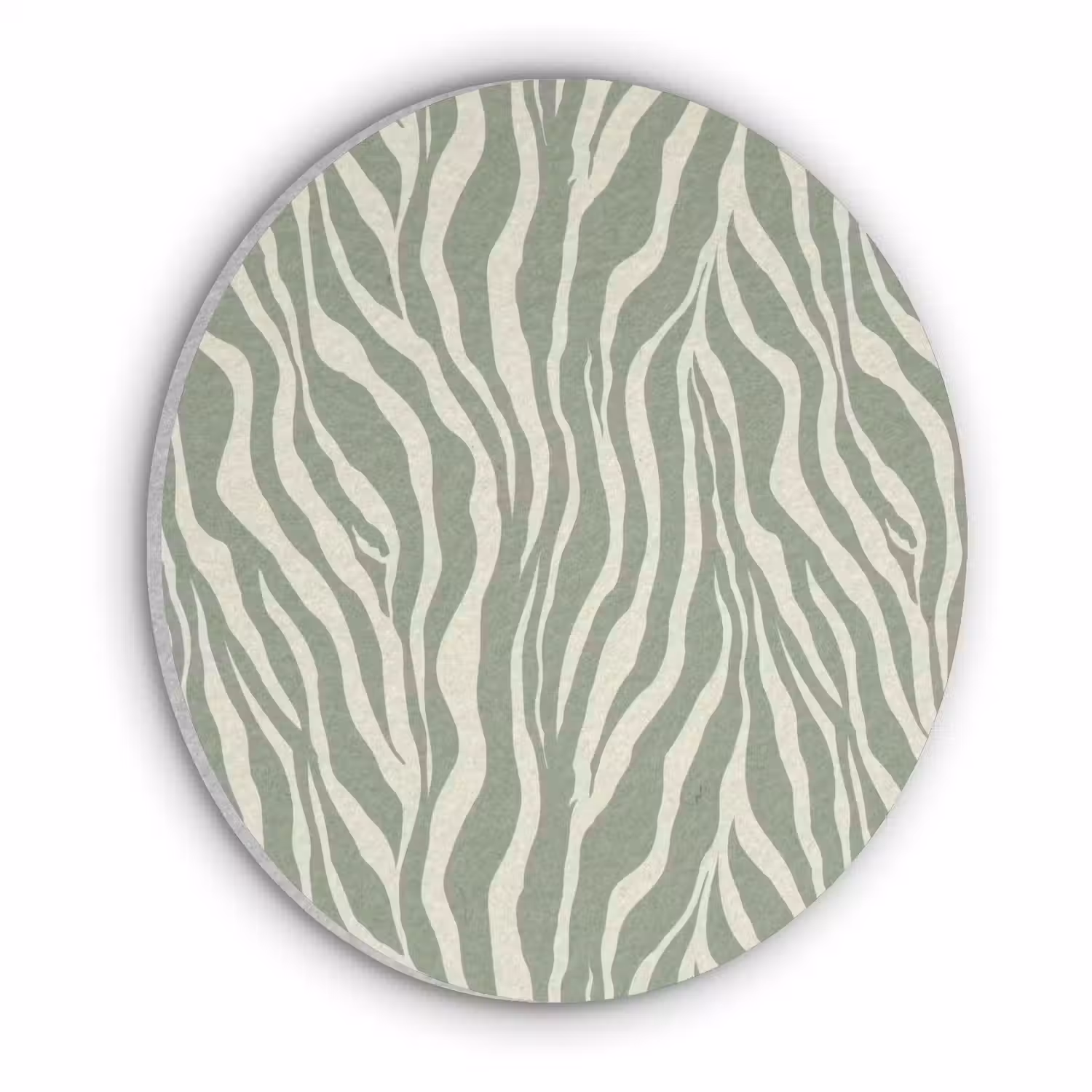 Zebra - Motief - Groen Akoestische PET Vilt - Rond klein 838 -3d