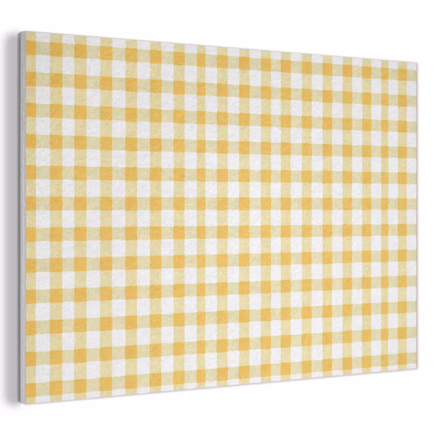 Ruit - Gingham - Klassiek - Geel en Wit PET vilt klein 837 -3d