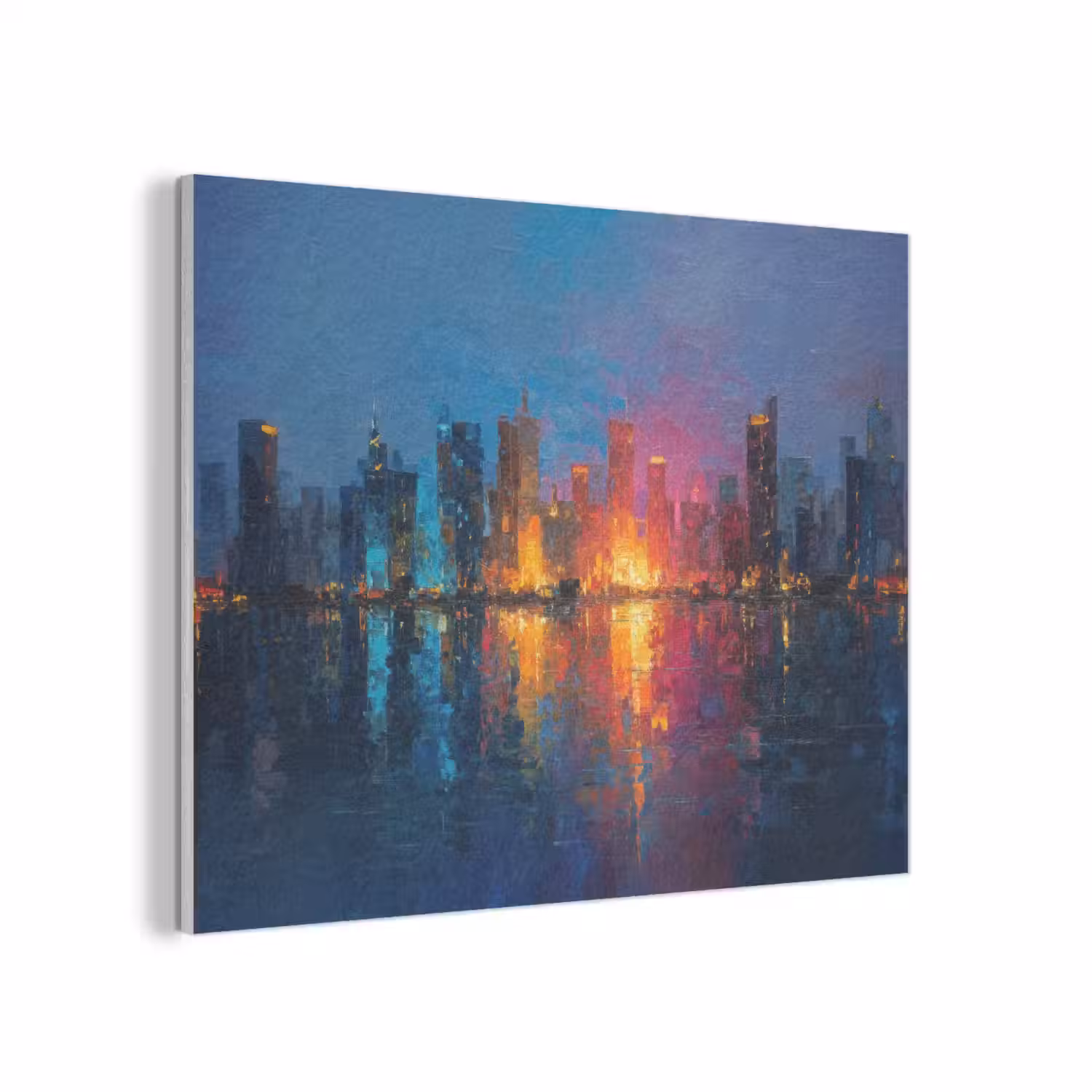 Skyline - Penseelstreken - Donkerblauw - Lichtgevend PET vilt klein -3d
