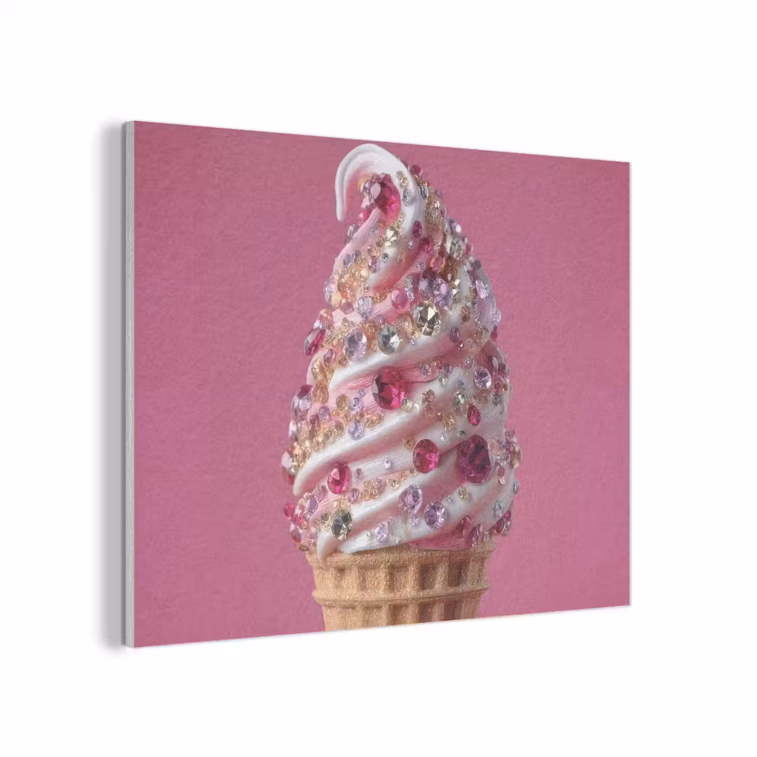 Softijs - Edelstenen - Roze - Hoorntje PET vilt klein -3d