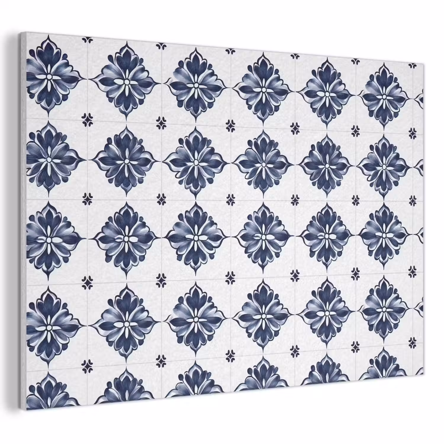 Tegelmotief - Blauw - Wit - Bloem PET vilt klein 837 -3d