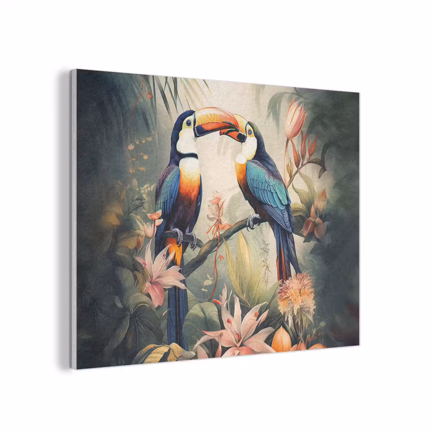 Toekan - Vogels - Bloemen - Natuur - Jungle PET vilt klein -3d