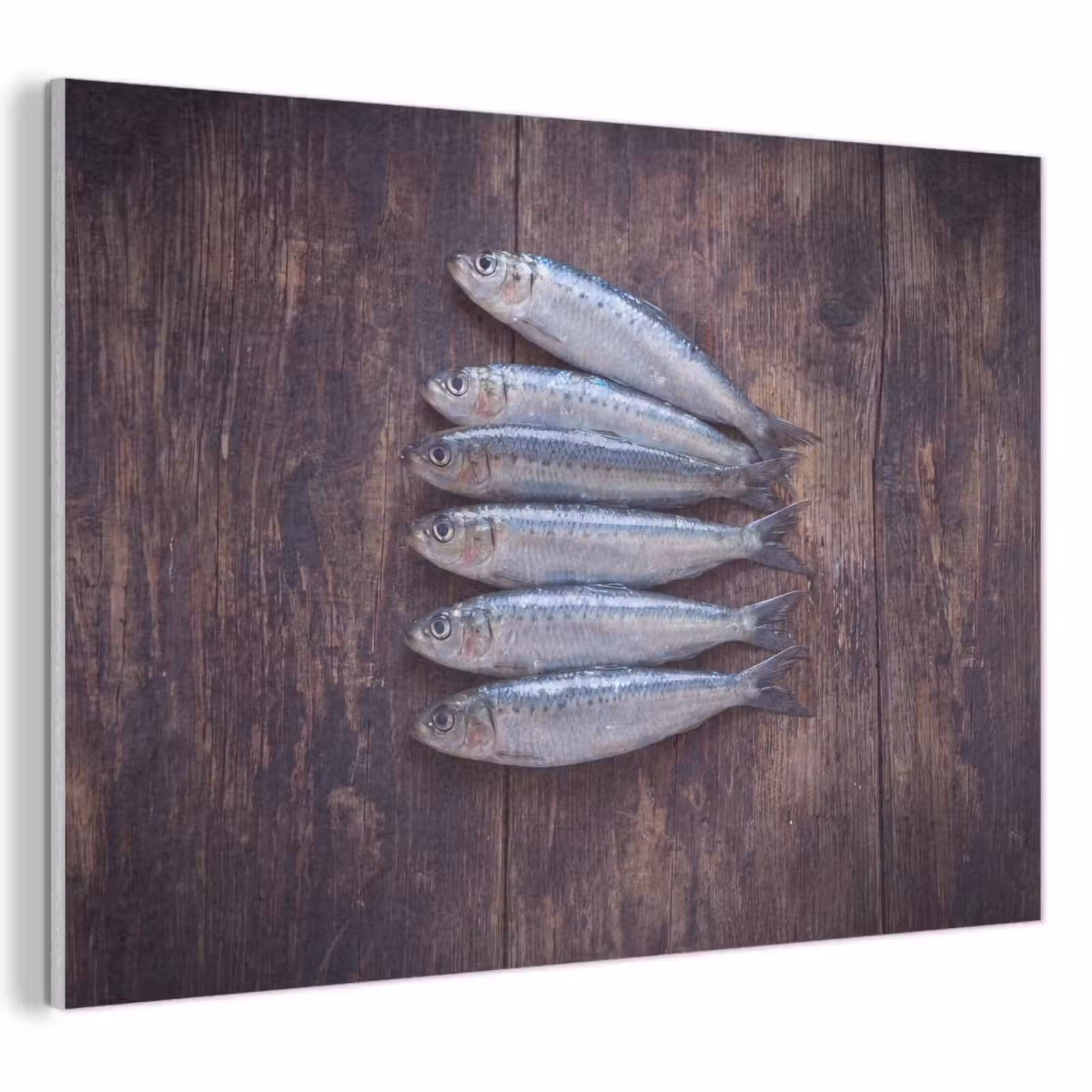 Akoestisch schilderij - Vis - Hout - Eten - Vis - Hout - Eten PET vilt klein