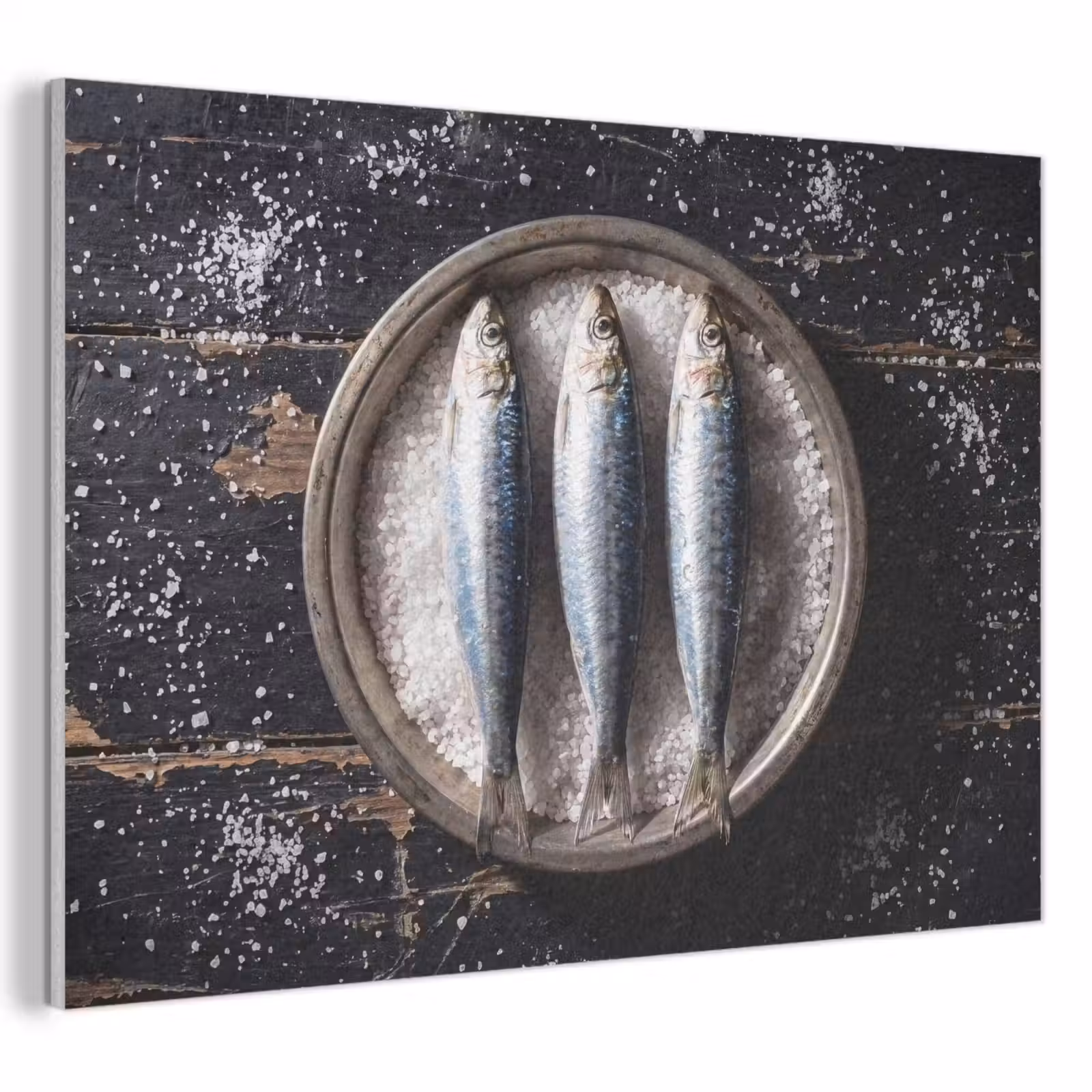 Akoestisch schilderij - Vis - Zout - Eten - Vis - Zout - Eten PET vilt klein
