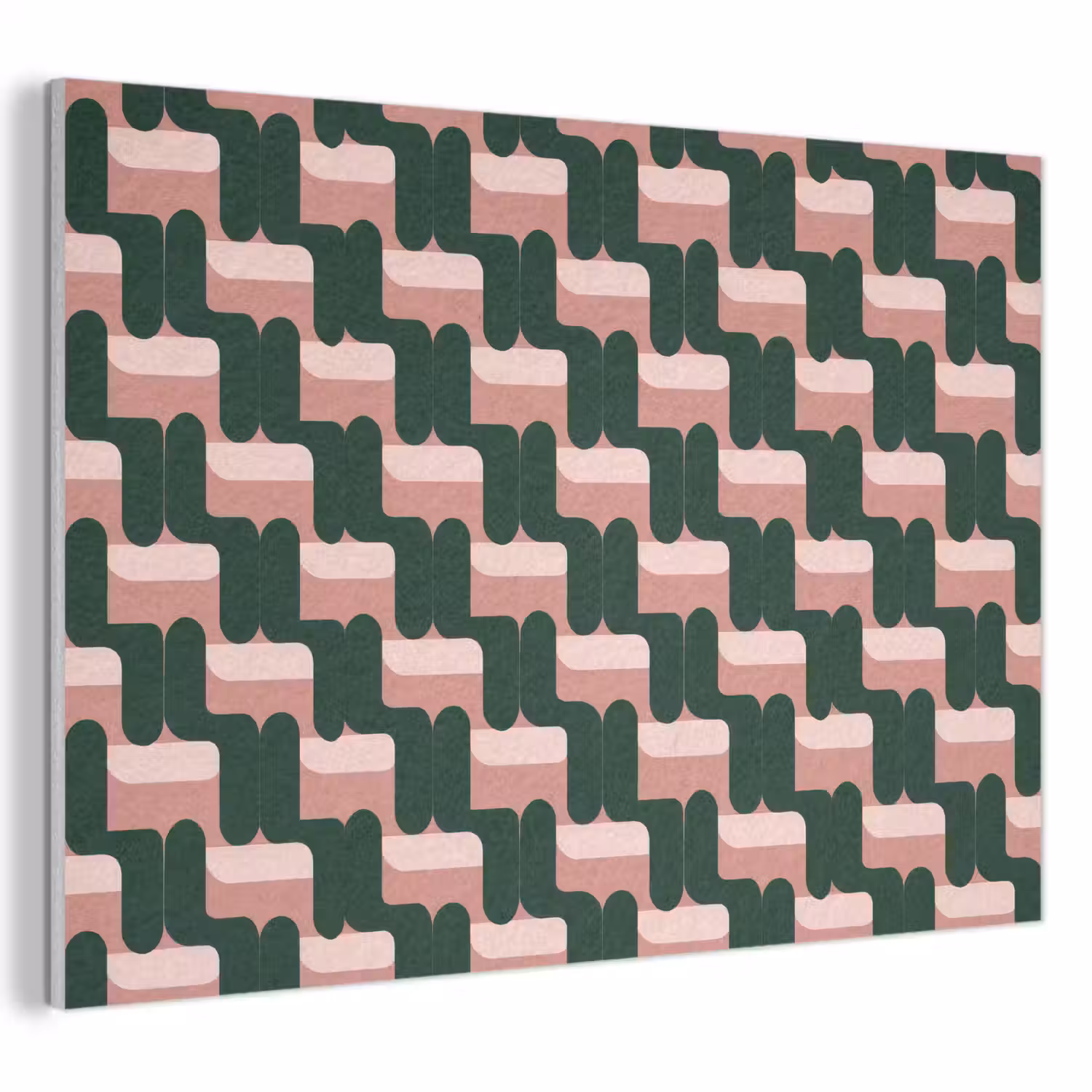 Vlechtpatroon - Groen - Roze - Geometrisch PET vilt klein 837 -3d