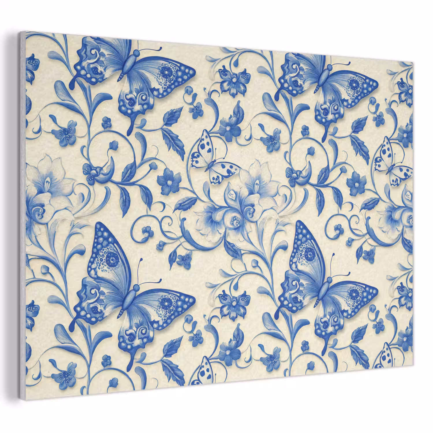 Vlinders - Bloemen - Blauw - Botanisch PET vilt klein 837 -3d
