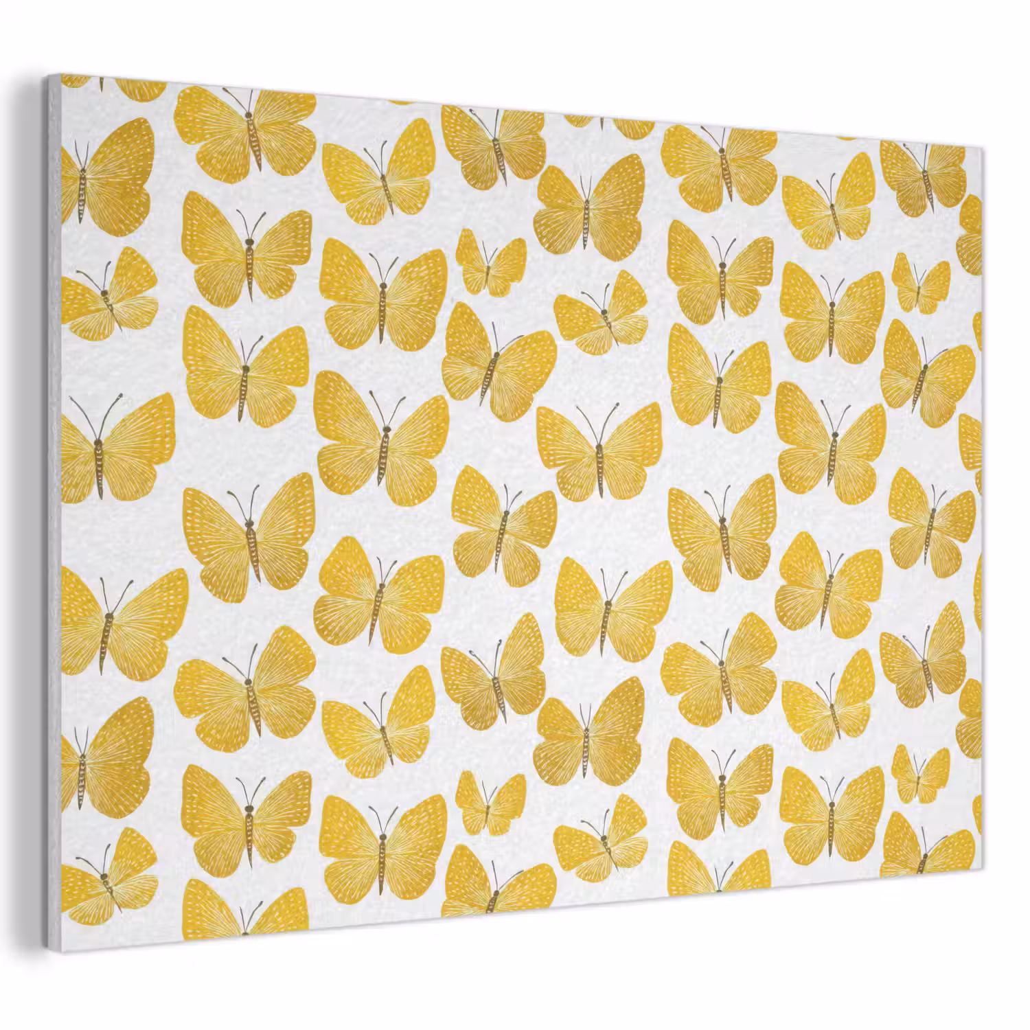 Vlinders - Botanisch - Illustratie - Geel - Wit PET vilt klein 837 -3d