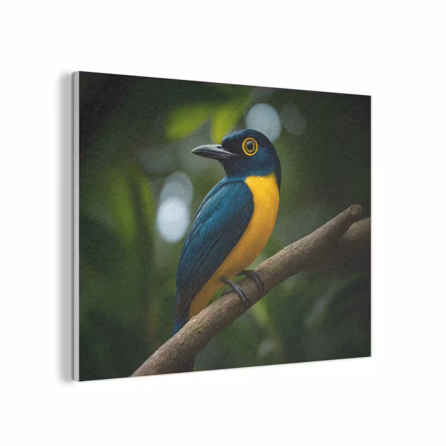 Vogel - Tak - Geel - Bladeren PET vilt klein -3d