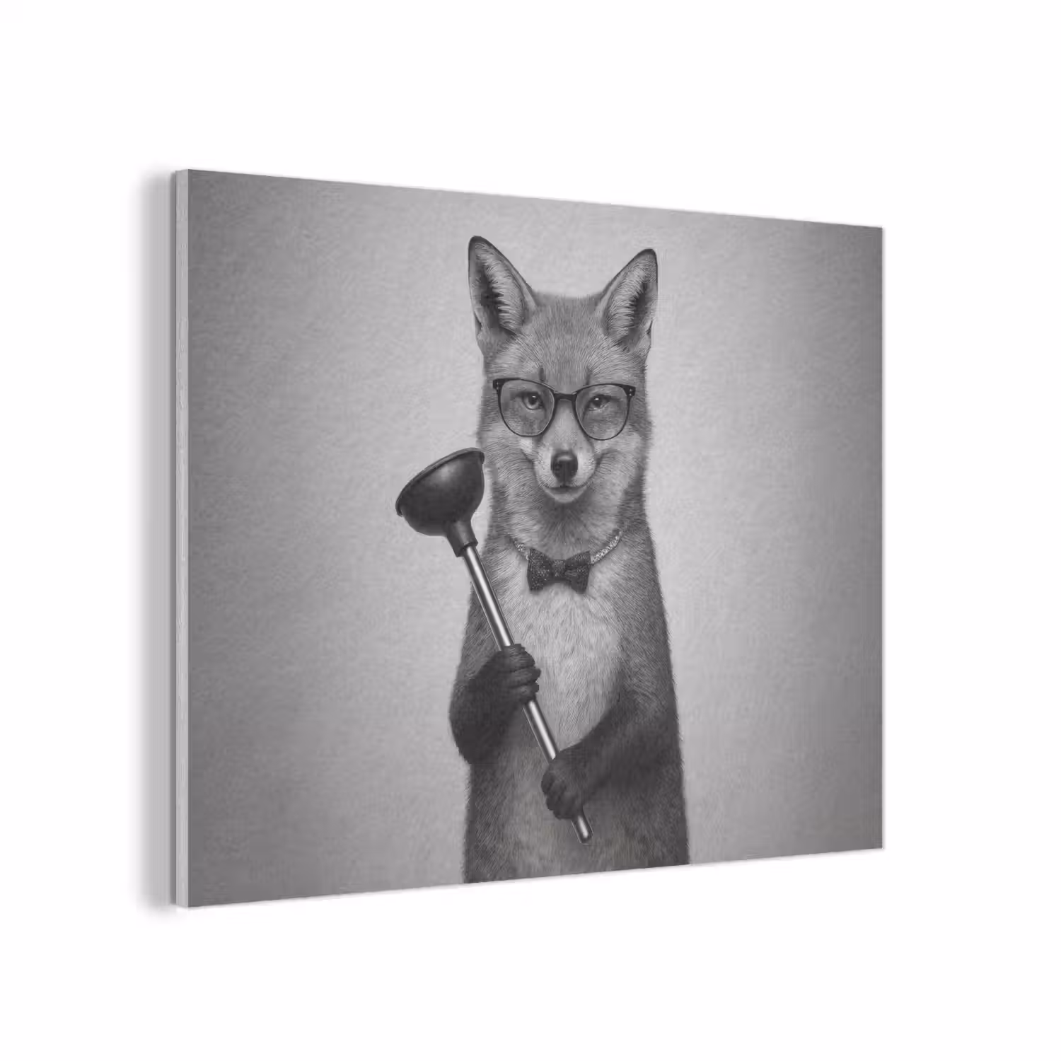 Vos - WC-ontstopper - Zwart - Wit PET vilt klein -3d
