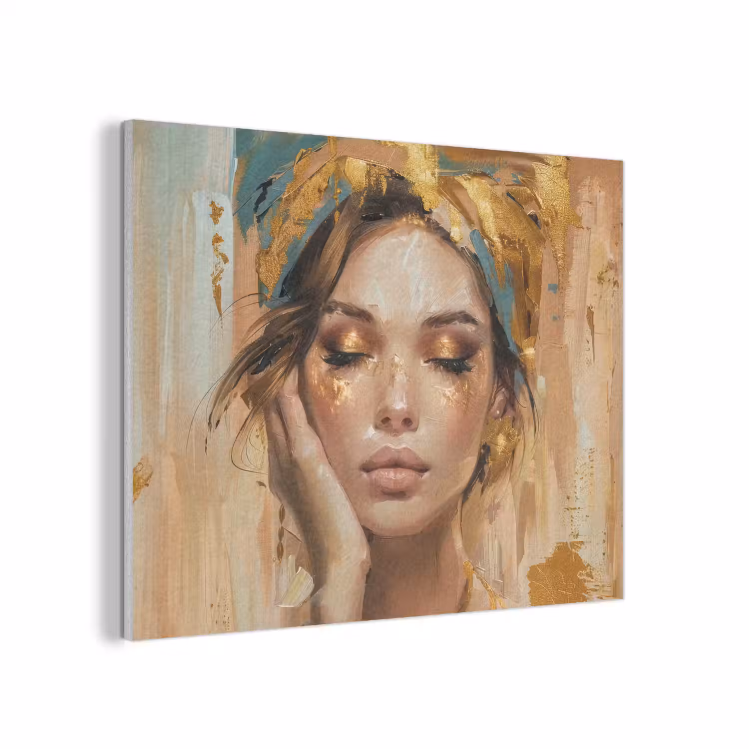Vrouwen - Portret - Luxe - Goud PET vilt klein -3d