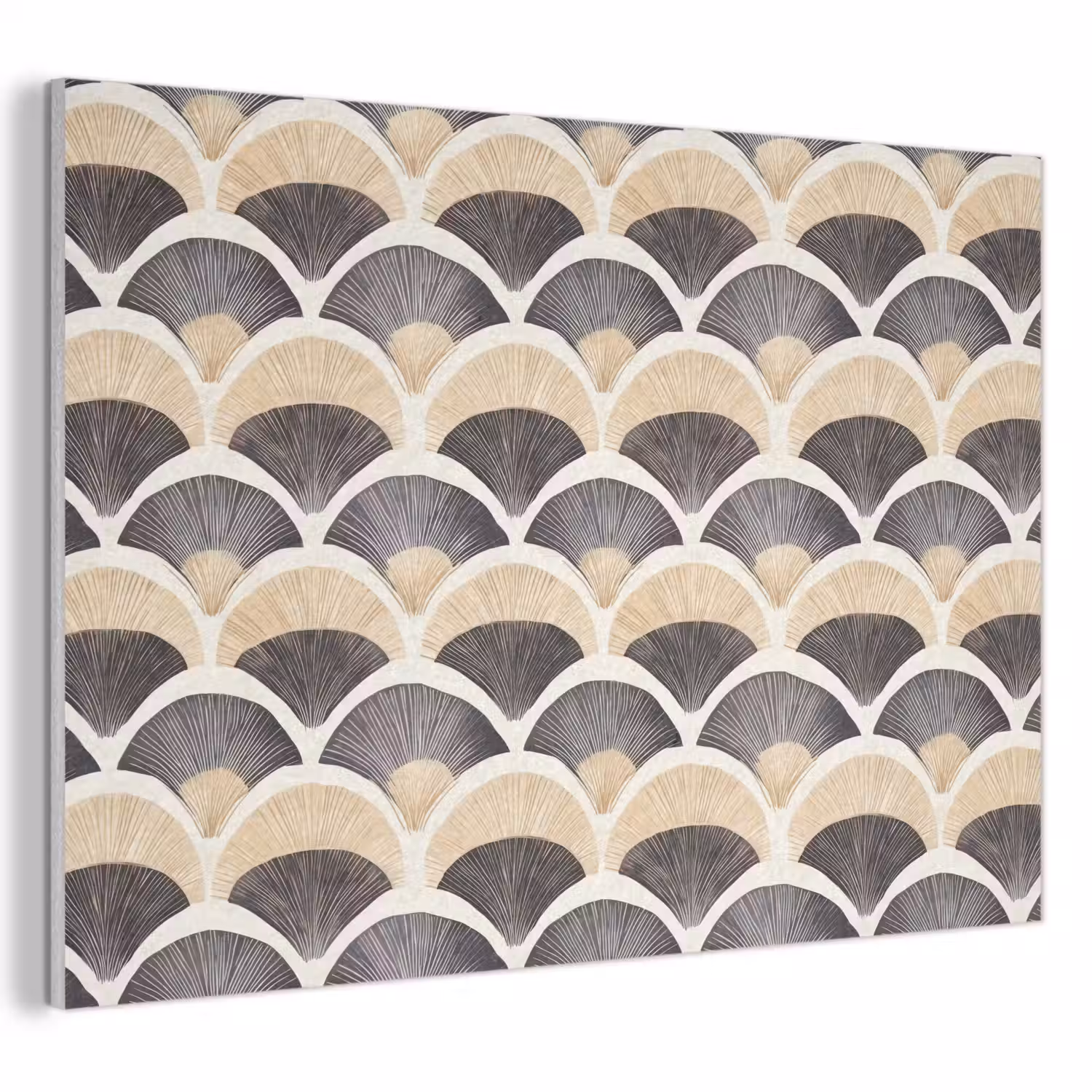 Waaier - Patroon - Zwart - Beige PET vilt klein 837 -3d