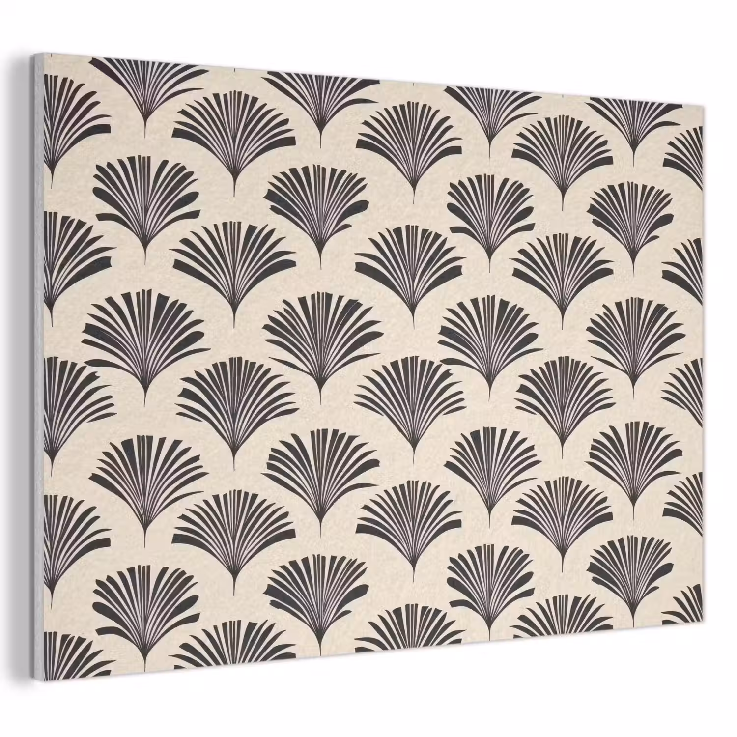 Waaiers - Botanisch - Zwart - Beige PET vilt klein 837 -3d