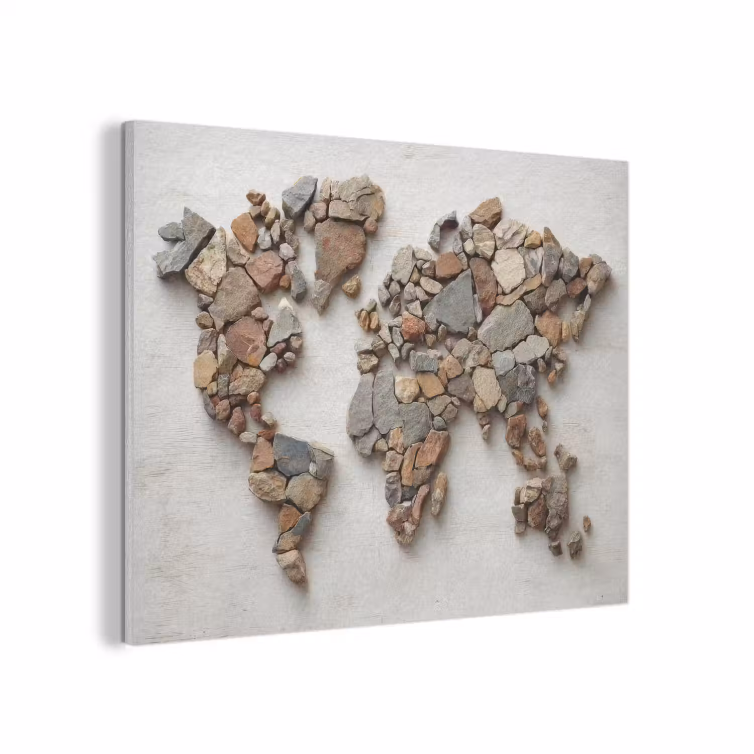 Wereldkaart - Stenen - Wit PET vilt klein -3d