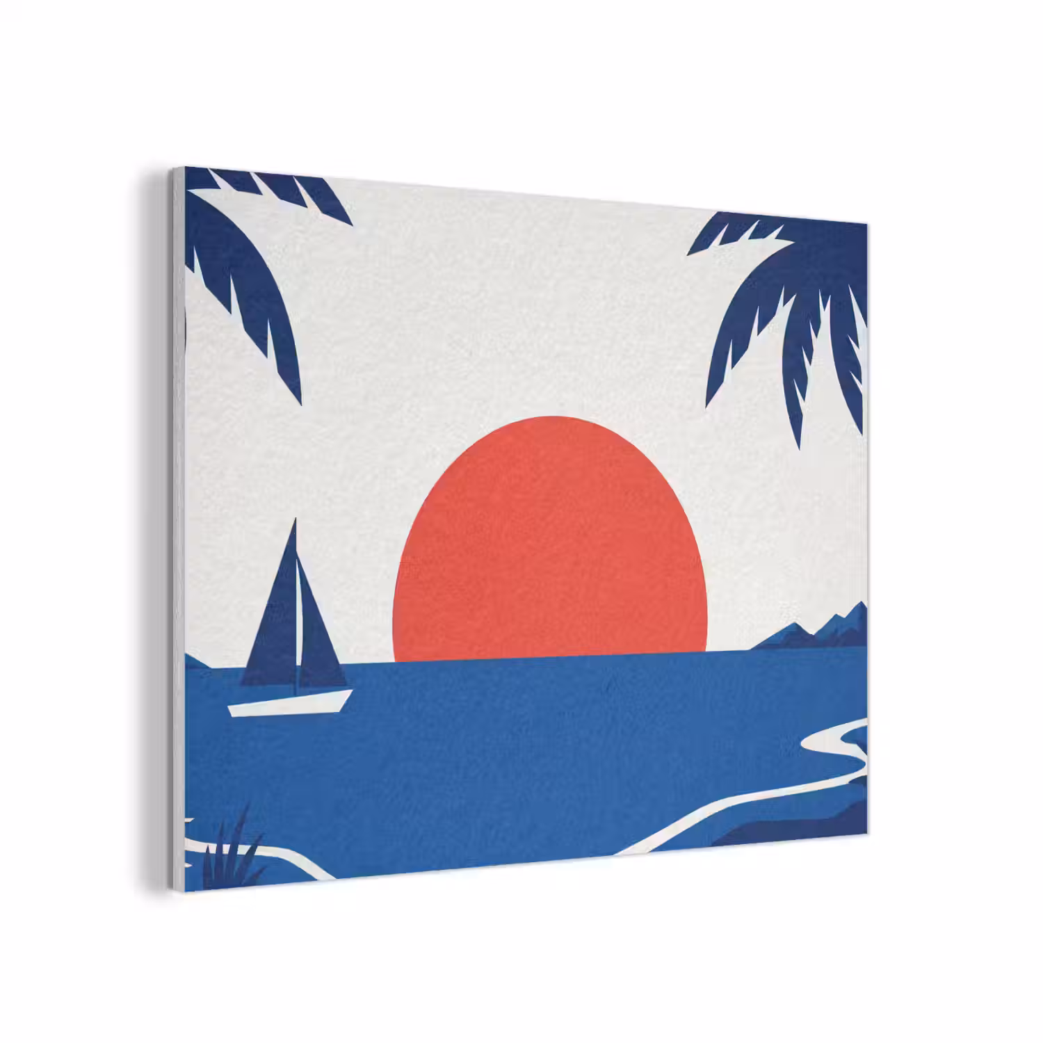 Zonsondergang - Zee - Palmboom - Tropisch - Modern PET vilt klein -3d