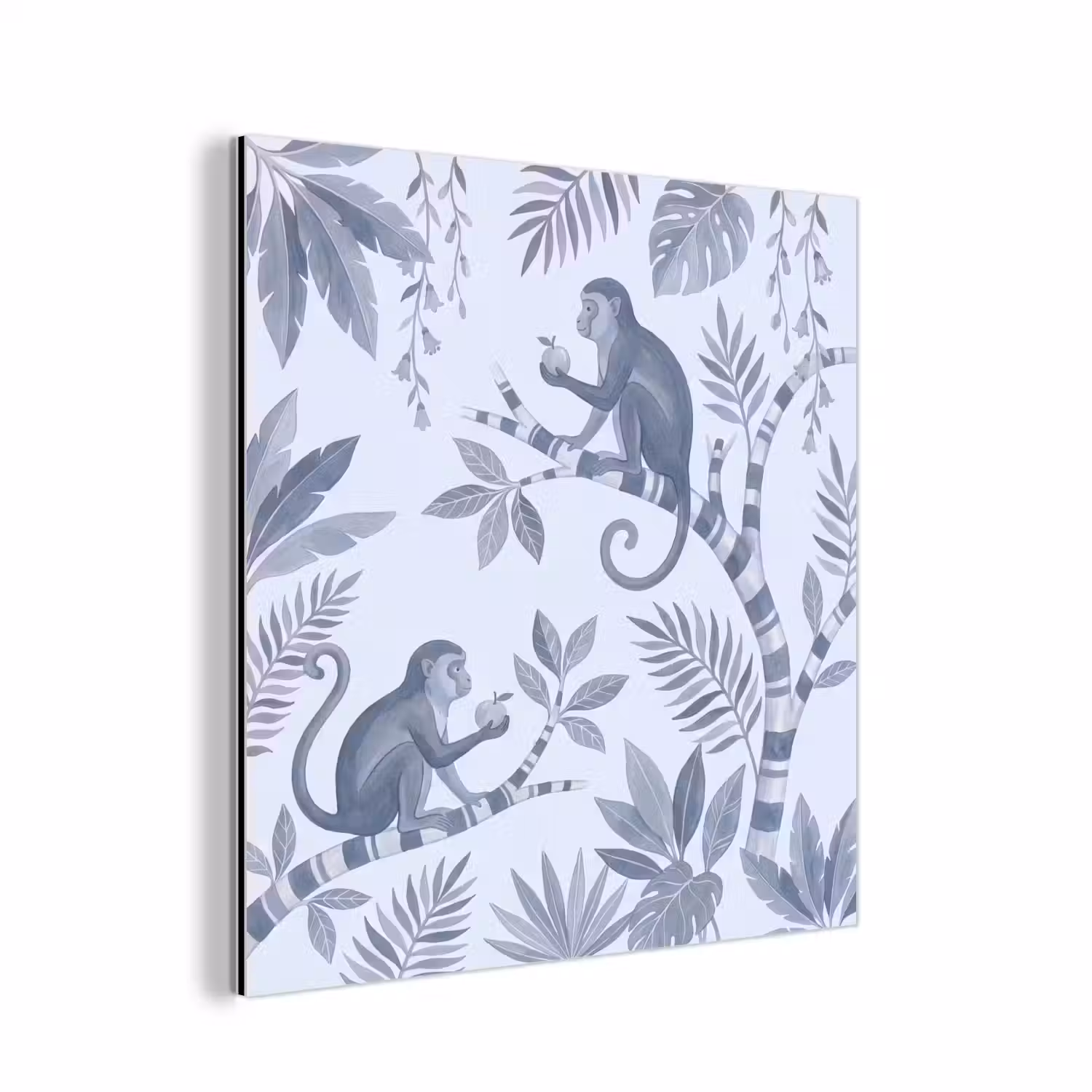 Aap - Boom - Bladeren - Jungle - Illustratie aluminium wit klein -3d
