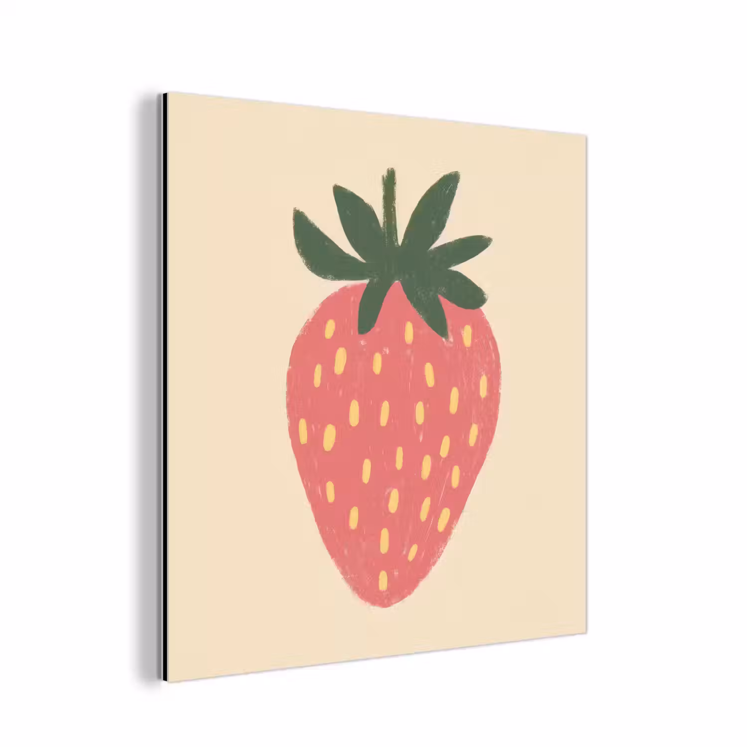 Aardbei - Minimalistisch - Rood - Fruit aluminium wit klein -3d