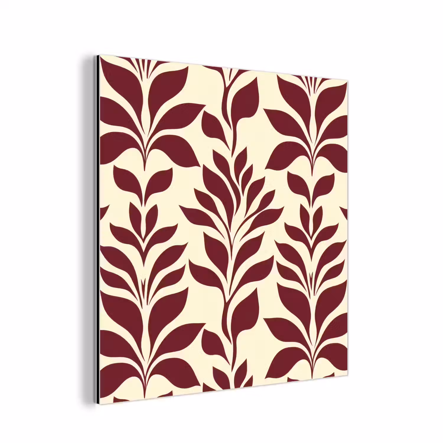 Abstract - Bladeren - Burgundy aluminium wit klein 46 -3d