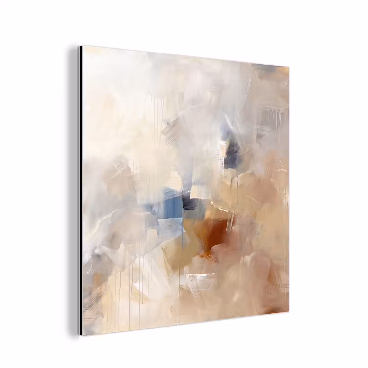 Abstract - Borstelstreken - Modern - Beige - Kunst aluminium wit klein -3d