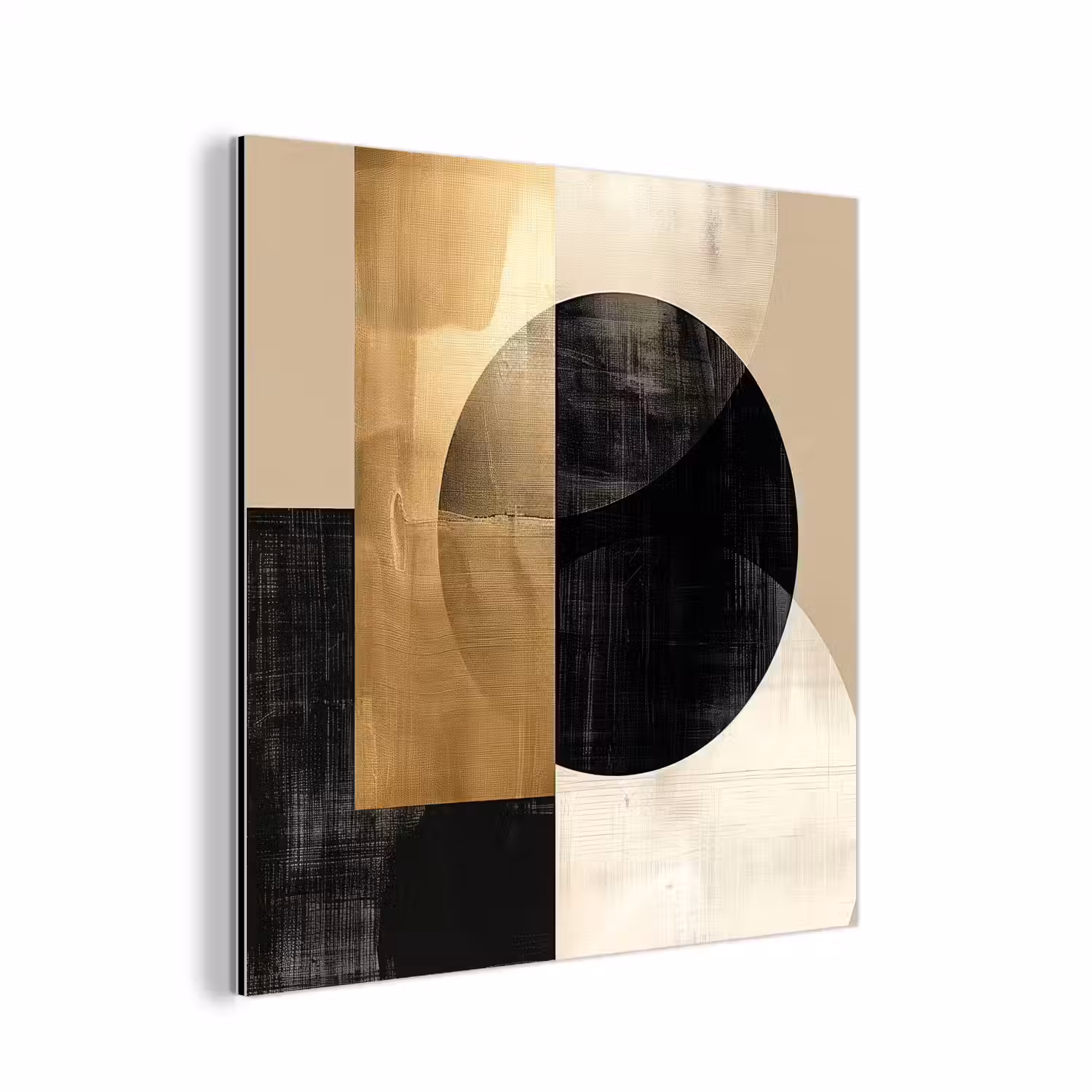Abstract - Goud - Zwart - Kunst aluminium wit klein -3d