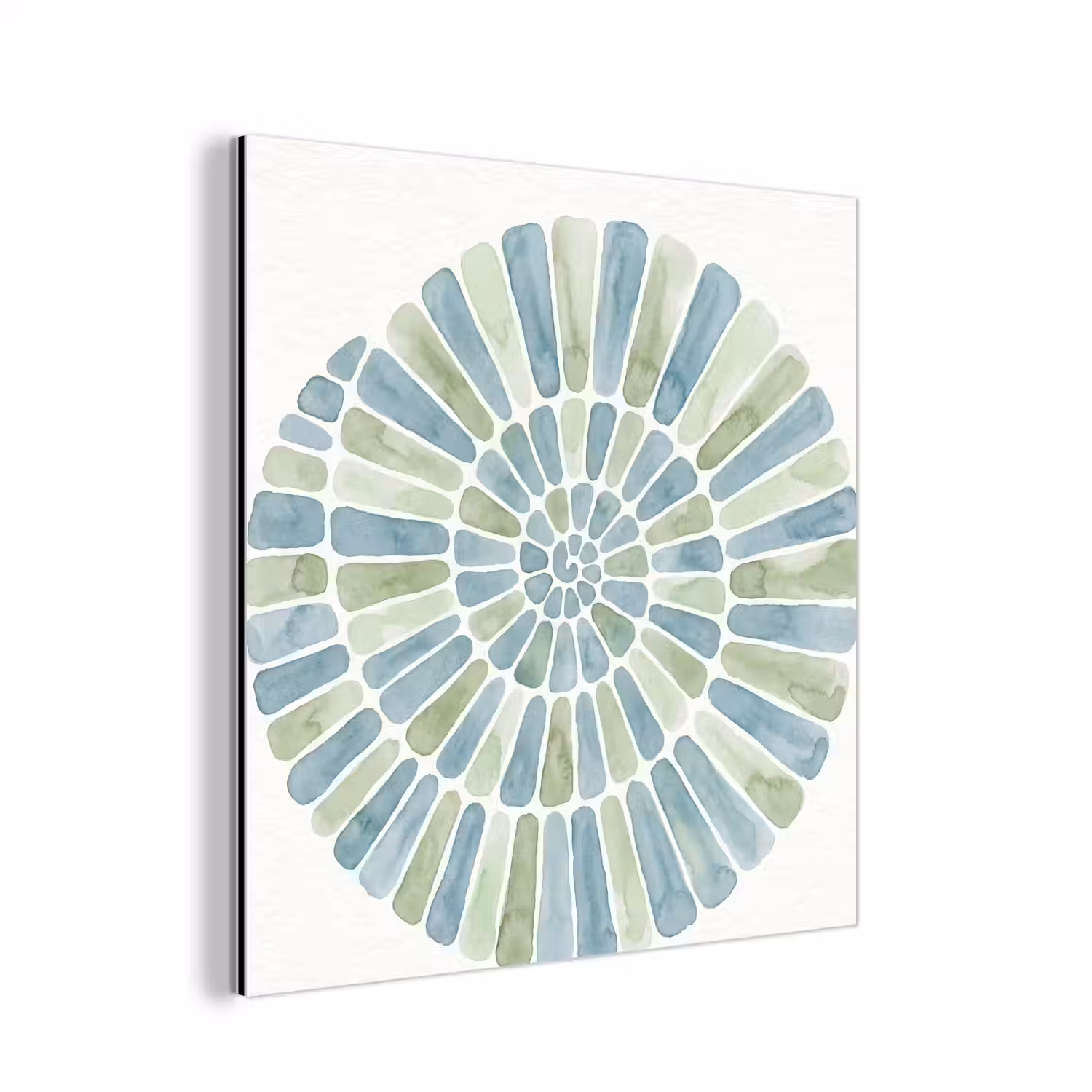 Abstract - Spiraal - Patroon - Modern - Blauw-Groen aluminium wit klein -3d