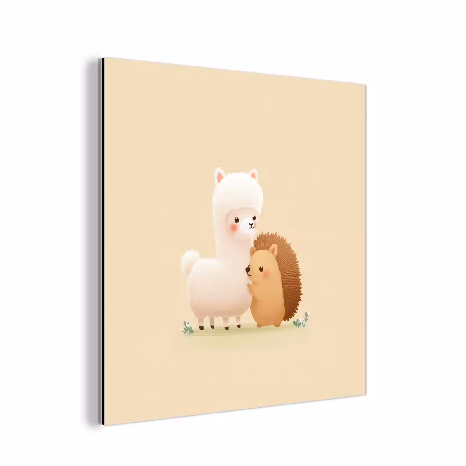 Alpaca - Egel - Bruin - Knuffelen aluminium wit klein -3d