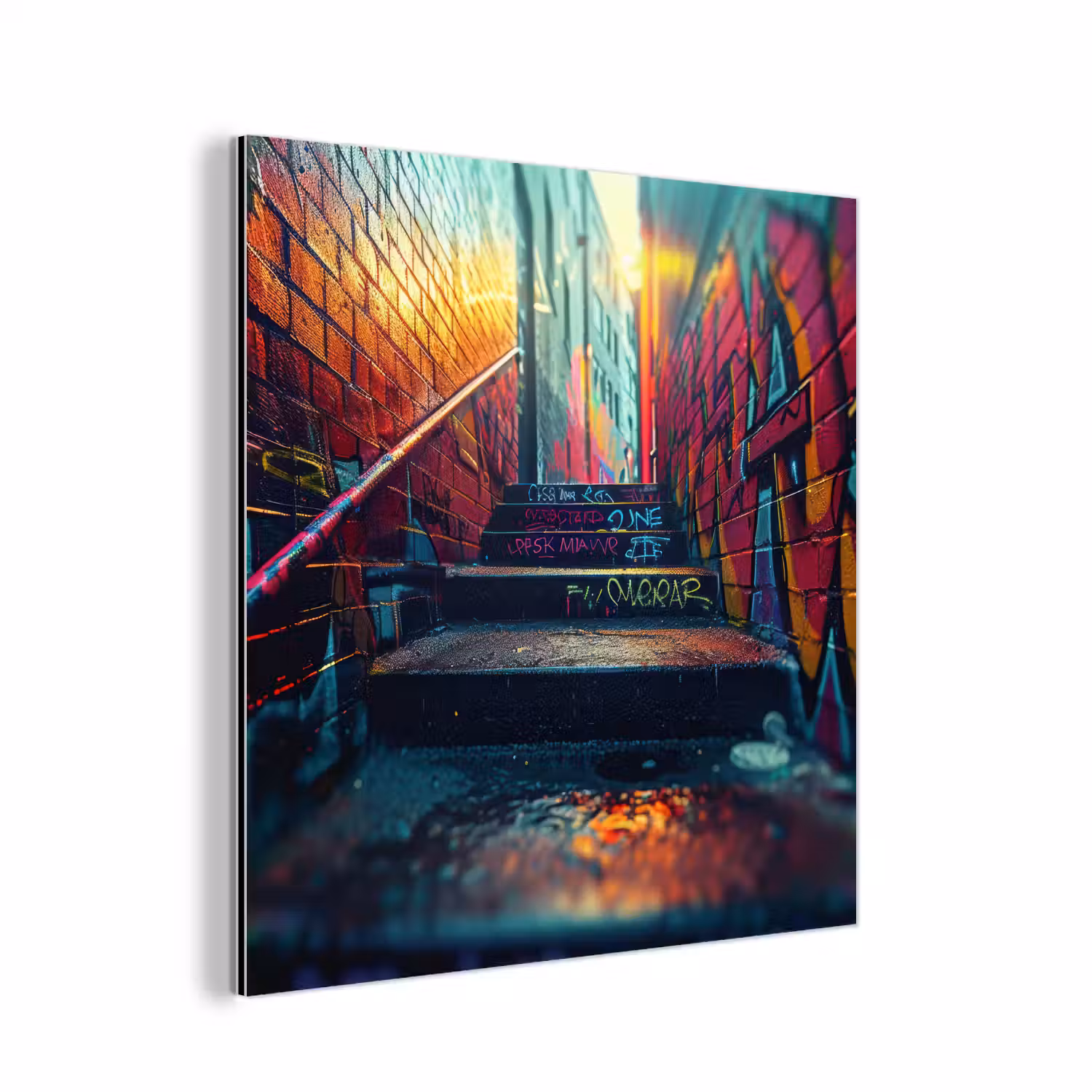 Architectuur - Neon - Trap - Graffiti aluminium wit klein -3d