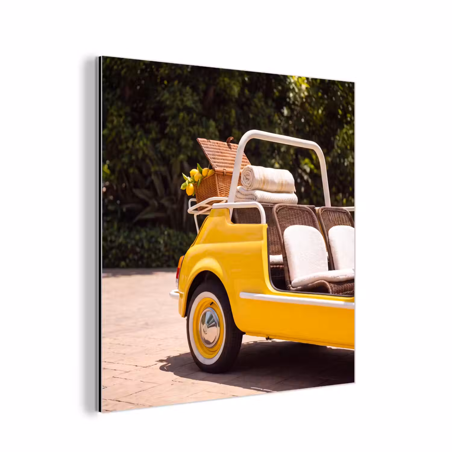 Auto - Picknick - Zomer - Geel aluminium wit klein -3d