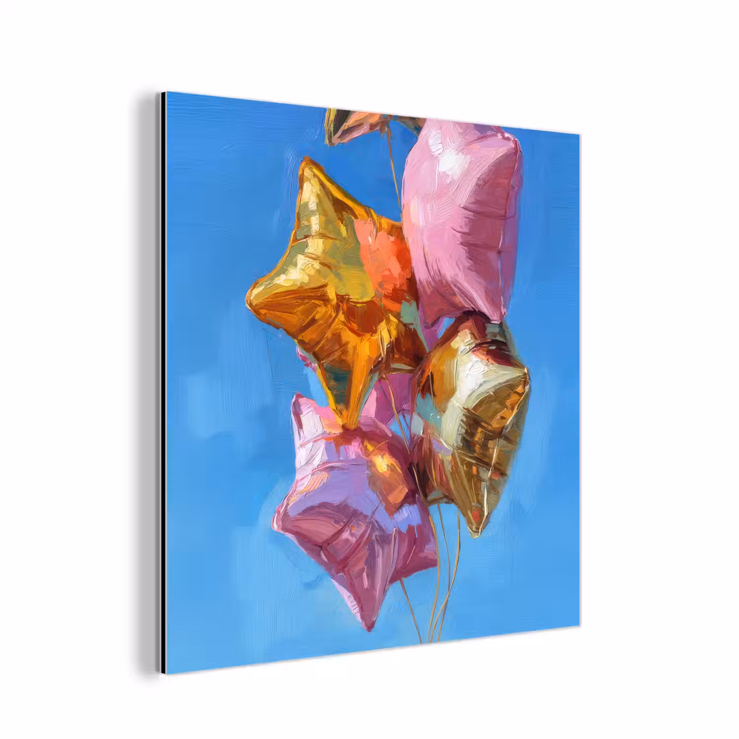 Ballonnen - Goud - Stervorm - Roze aluminium wit klein -3d