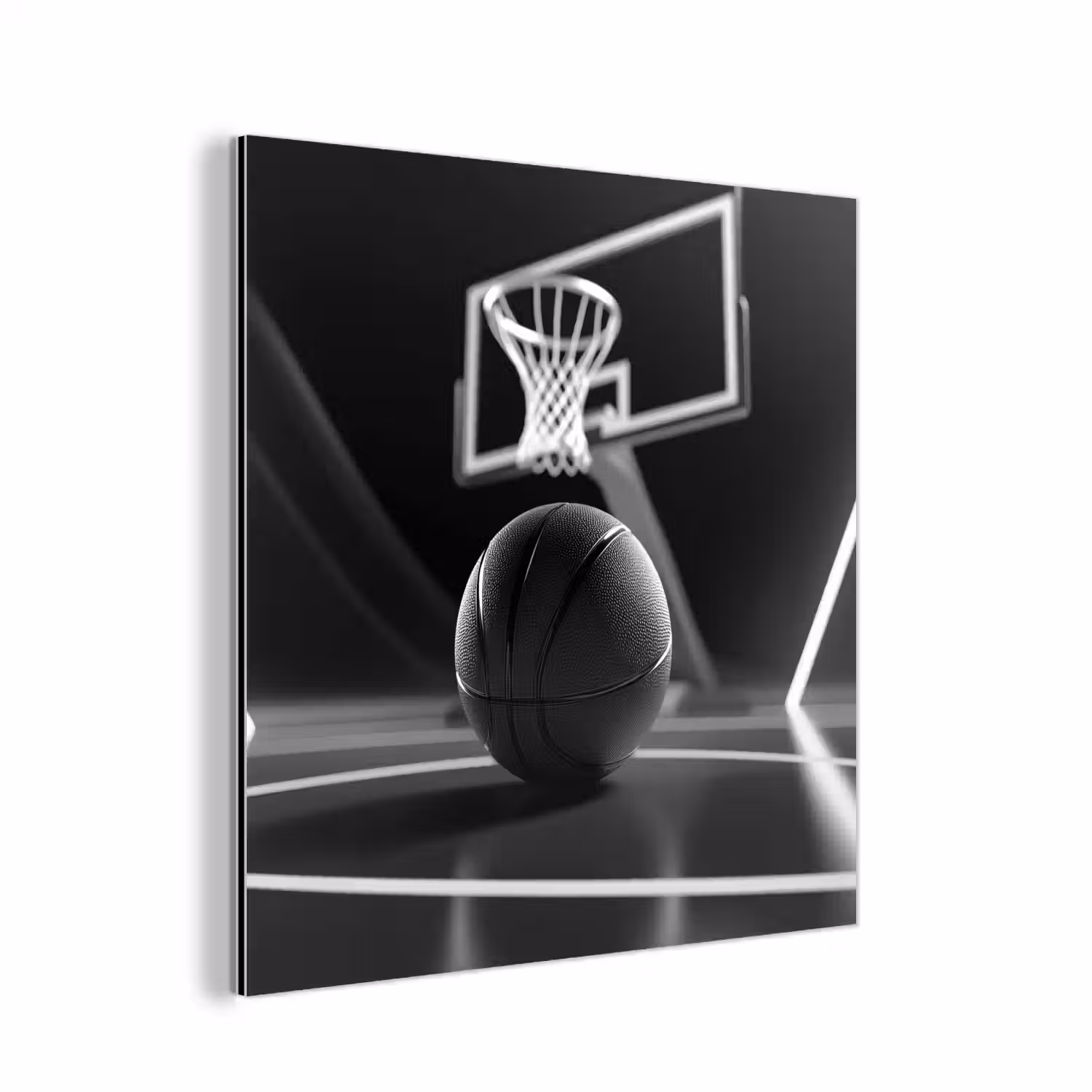 Basketbal - Basketbalveld - Lichtlijnen aluminium wit klein -3d