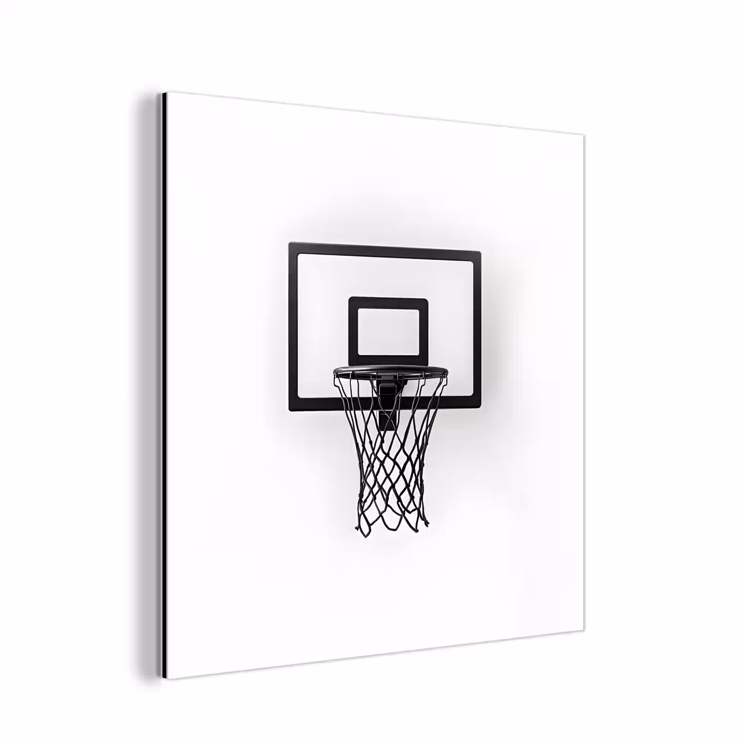 Basketbalbord - Minimalistisch - Zwart aluminium wit klein -3d