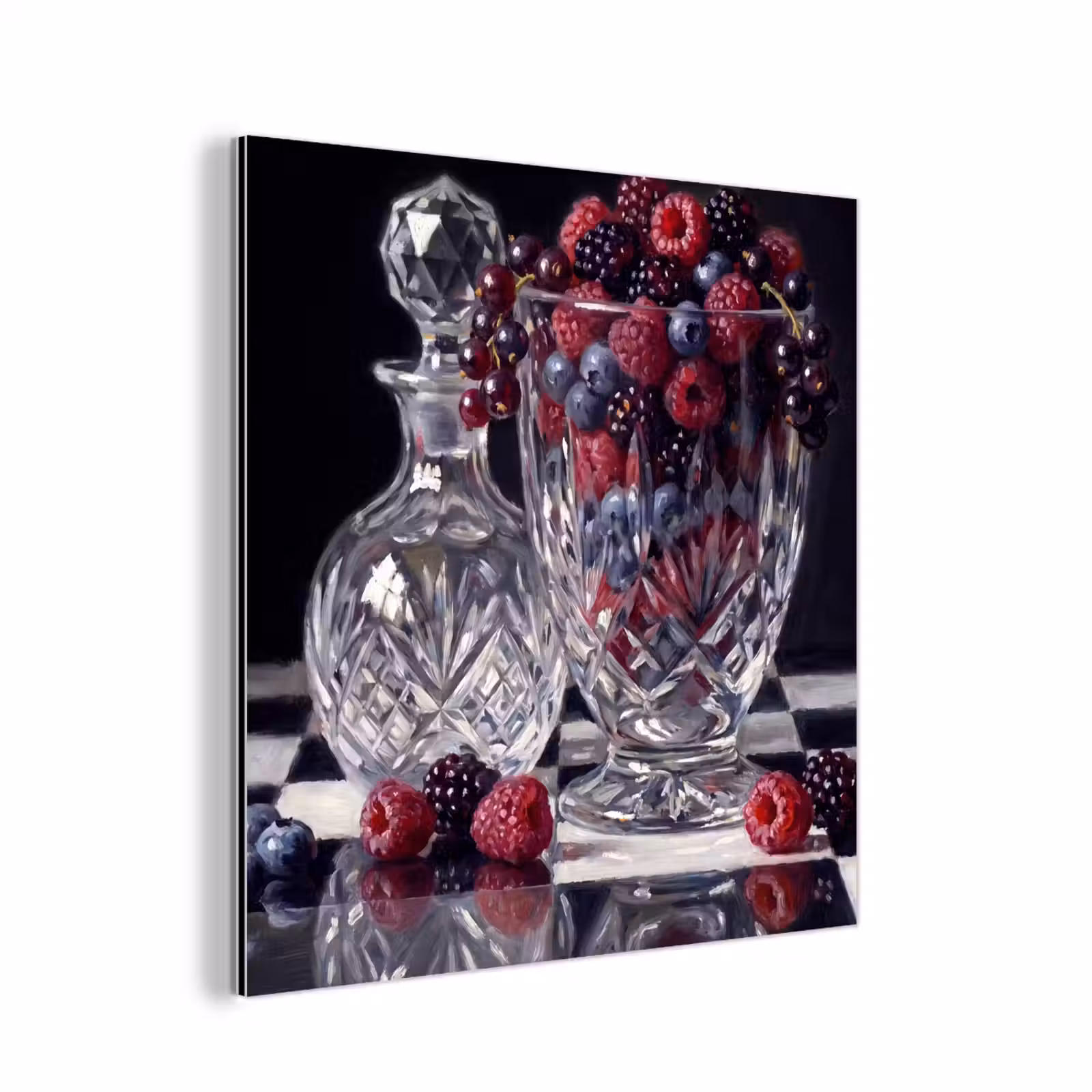 Aluminium schilderij - Bessen - Kristal - Stilleven - Bessen - Kristal - Stilleven aluminium wit klein