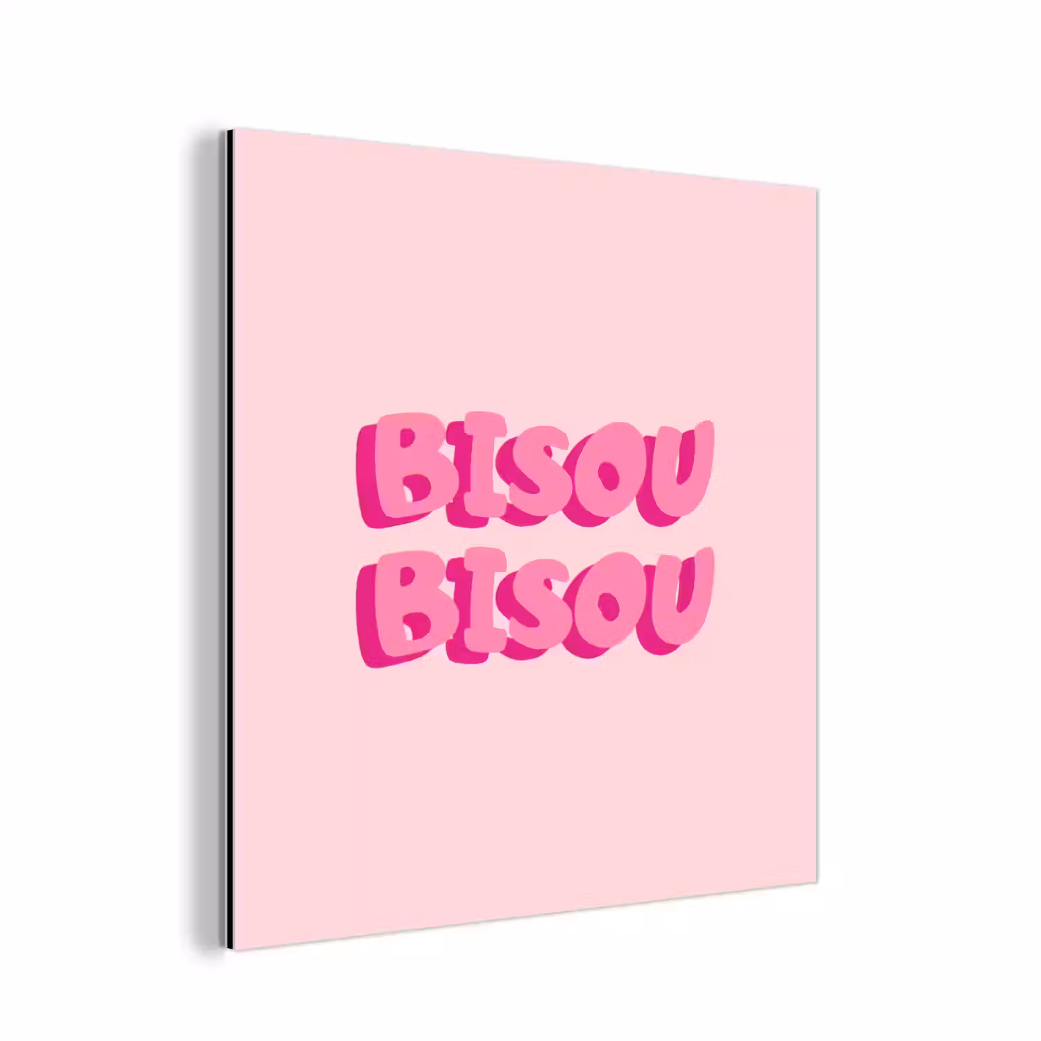 Bisou - Roze - Dikke letters aluminium wit klein -3d
