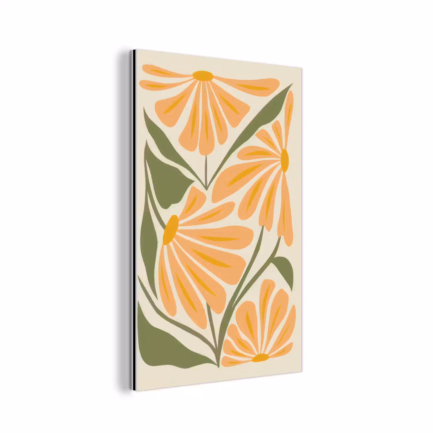 Blaadjes - Zachtoranje - Bloemen aluminium wit klein -3d
