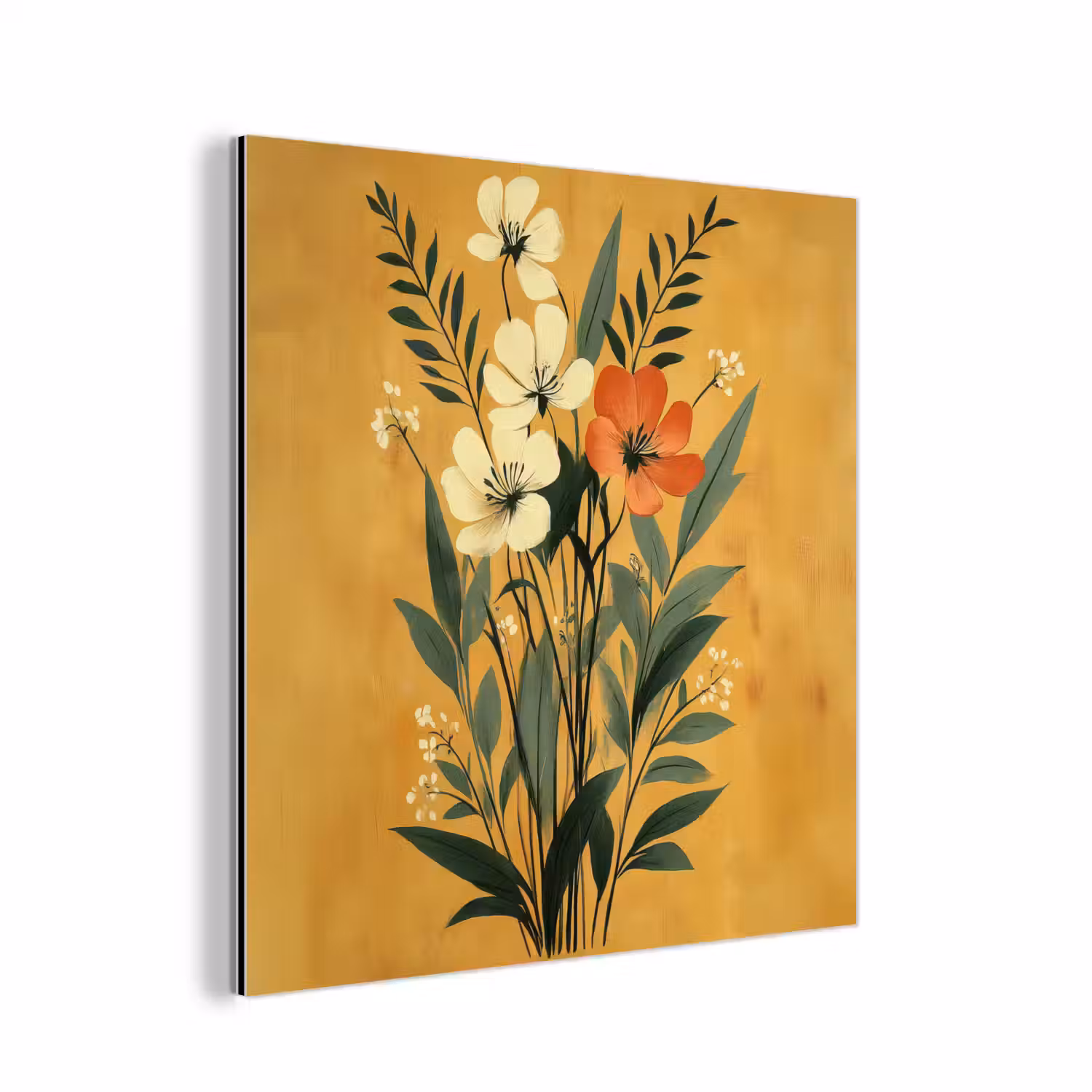 Bladeren - Boeket - Bloemen - Geel aluminium wit klein -3d