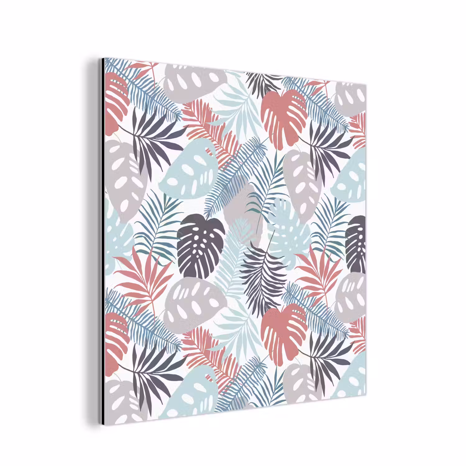 Bladeren - Jungle - Pastel - Tropisch aluminium wit klein -3d