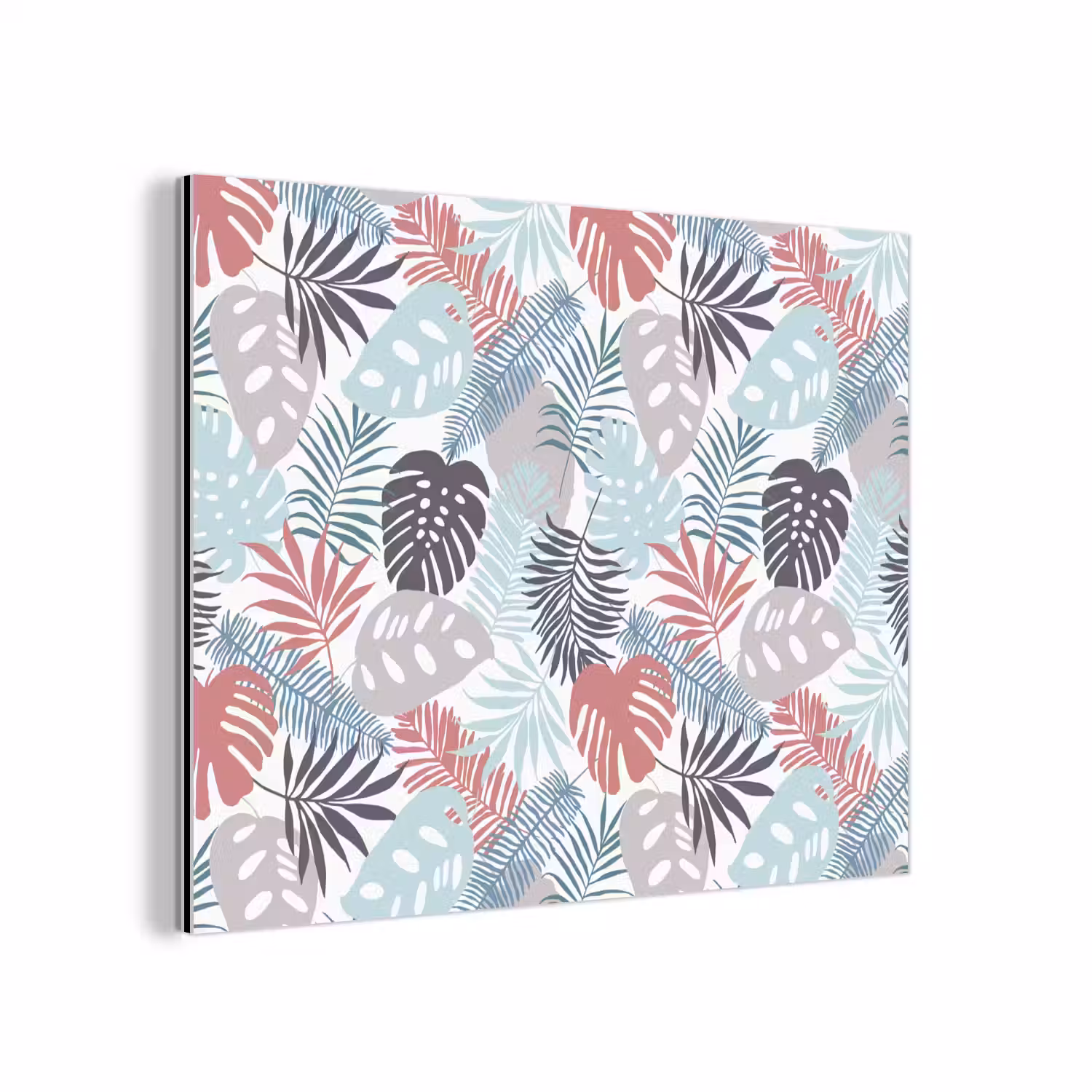 Inductie beschermer - Bladeren - Pastel - Jungle - Afdekplaat voor kookplaat aluminium wit klein -3d