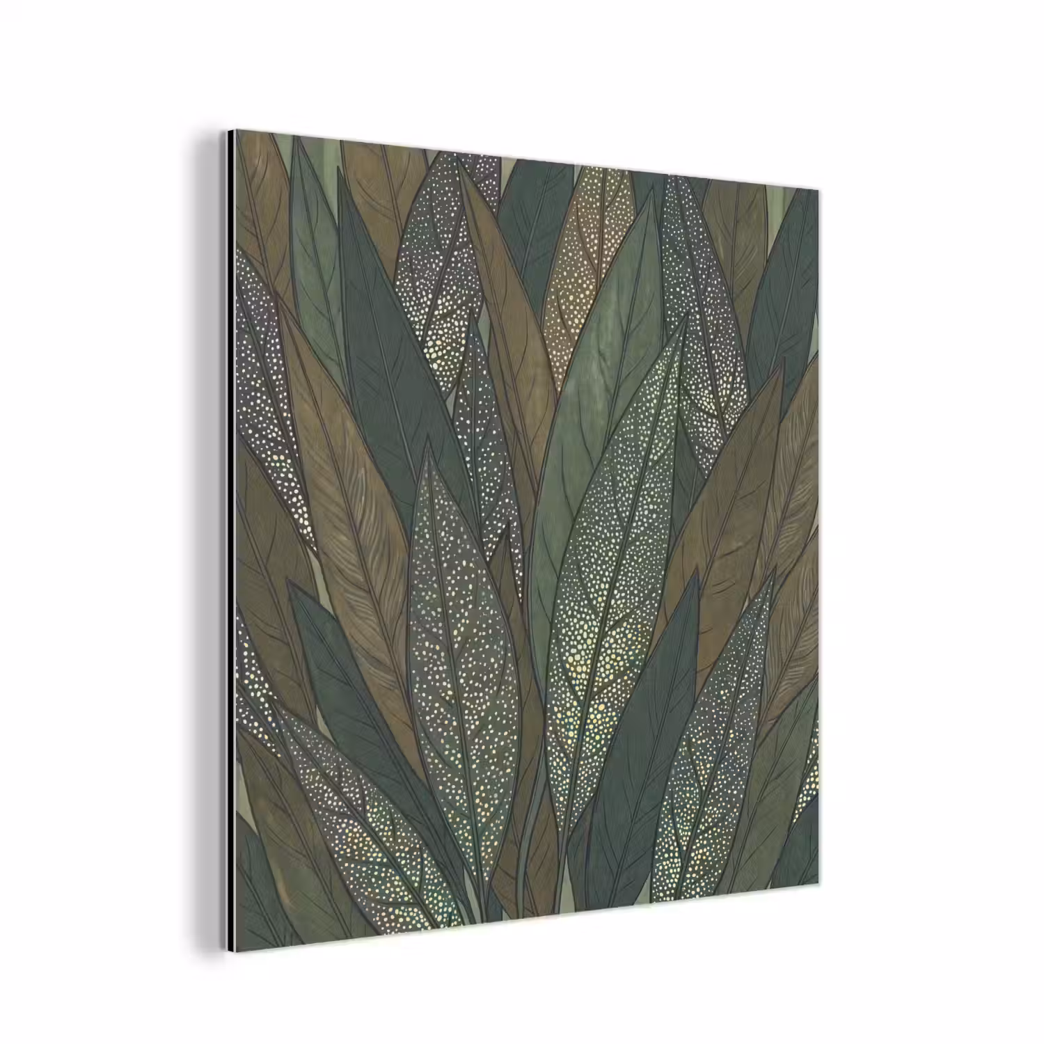 Bladeren - Patroon - Gestippeld - Natuur - Groen aluminium wit klein -3d