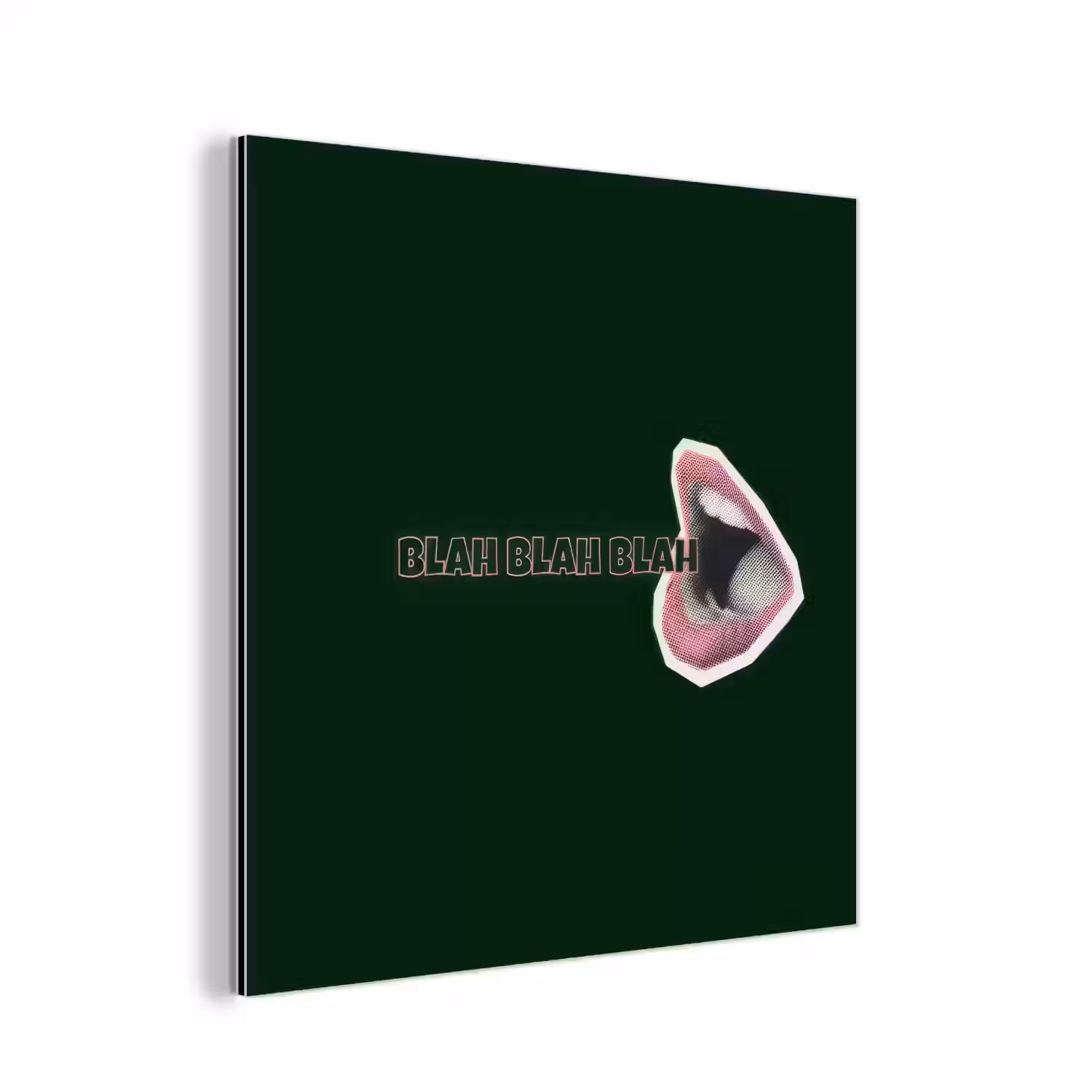 BLAH BLAH BLAH - Mond - Groen aluminium wit klein -3d