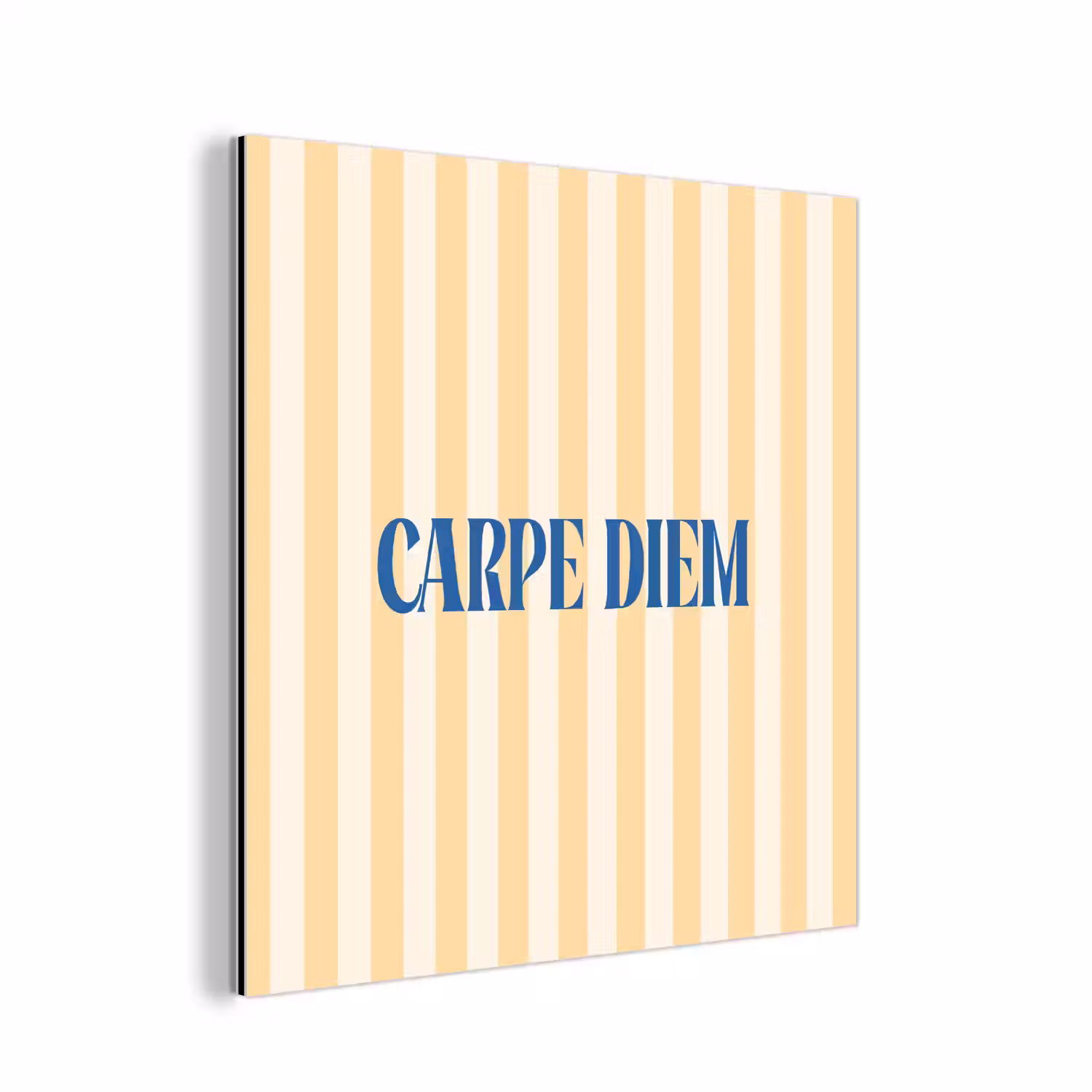 Blauw - Geel - Strepen - Carpe Diem aluminium wit klein -3d