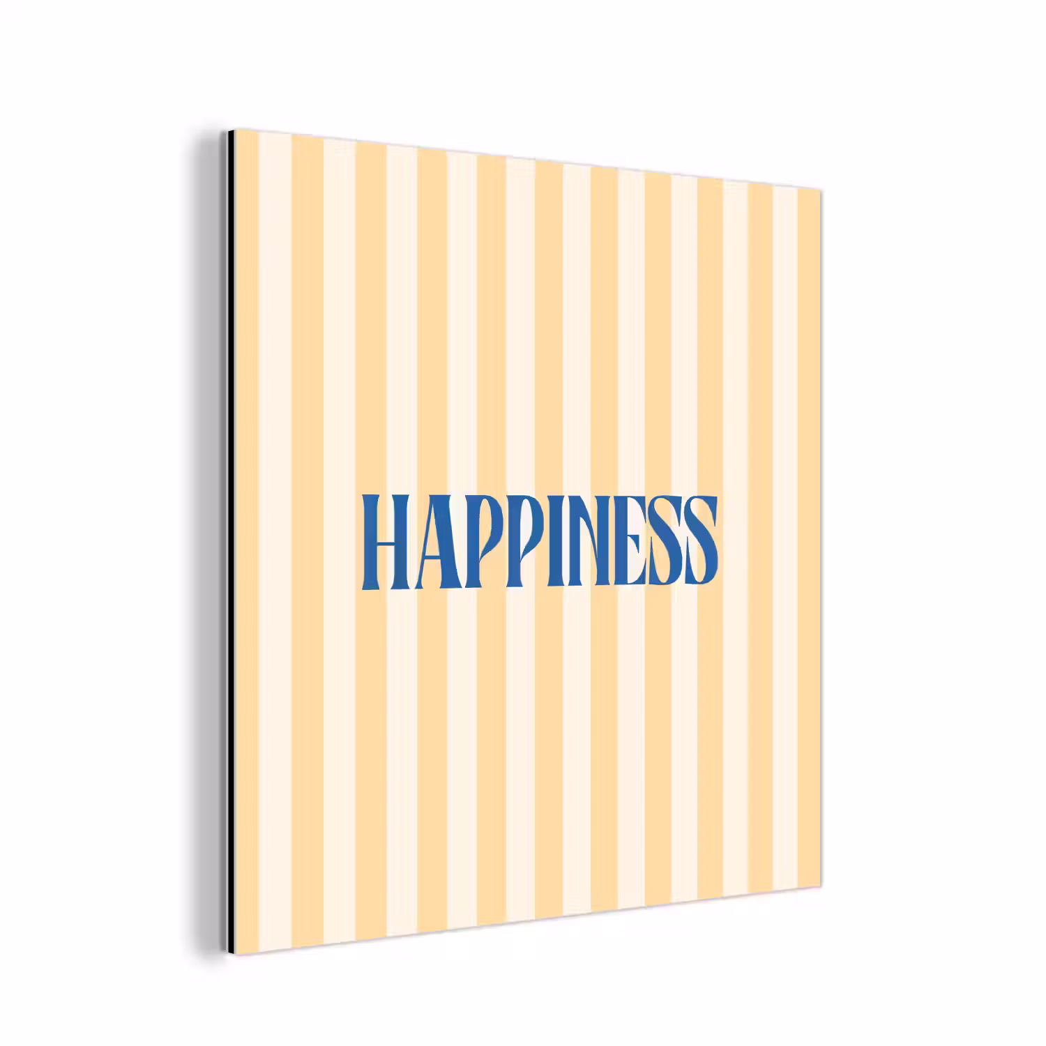 Blauw - Geel - Strepen - Happiness aluminium wit klein -3d