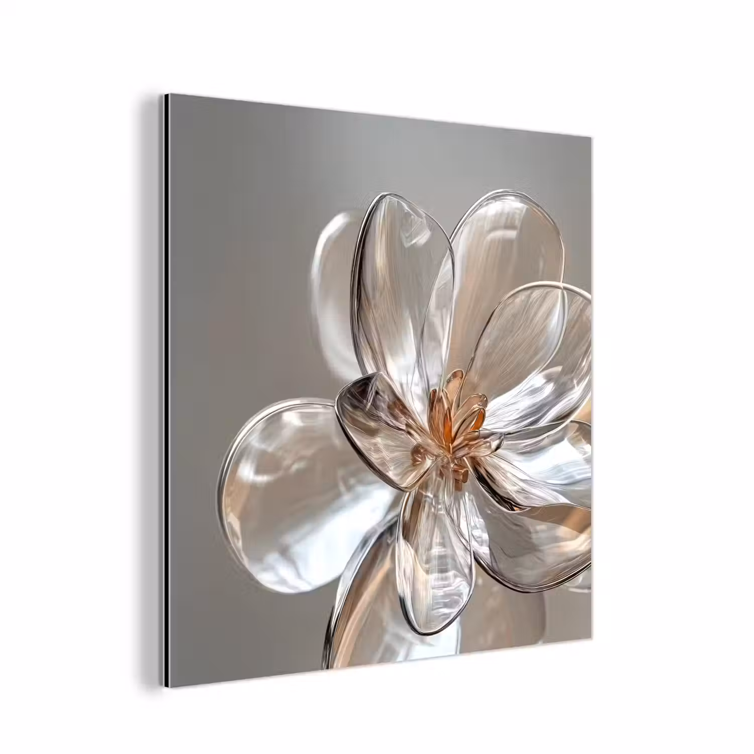 Bloem - Glazen - Doorzichtig aluminium wit klein -3d