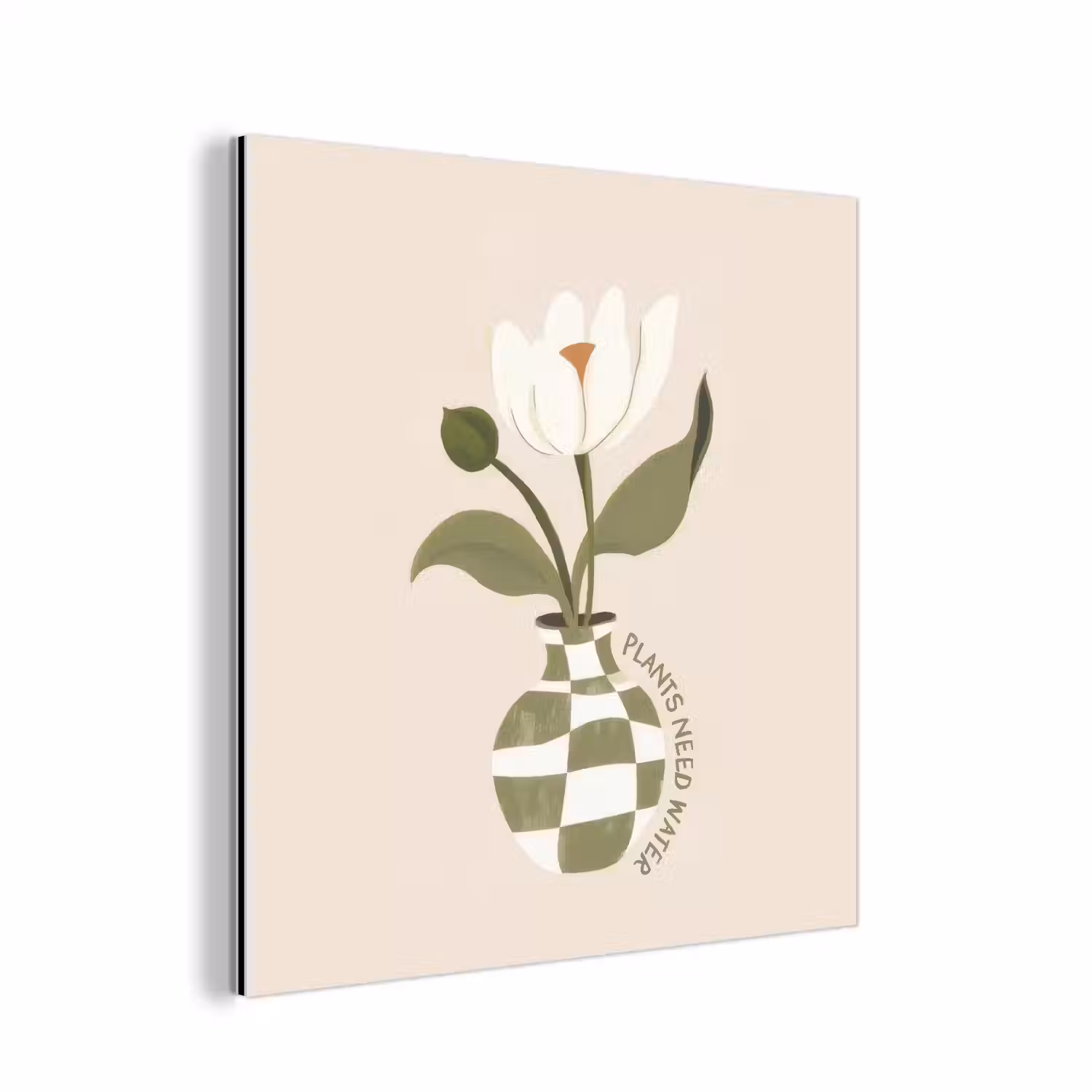 Bloem - Wit - Vaas - Quote aluminium wit klein -3d