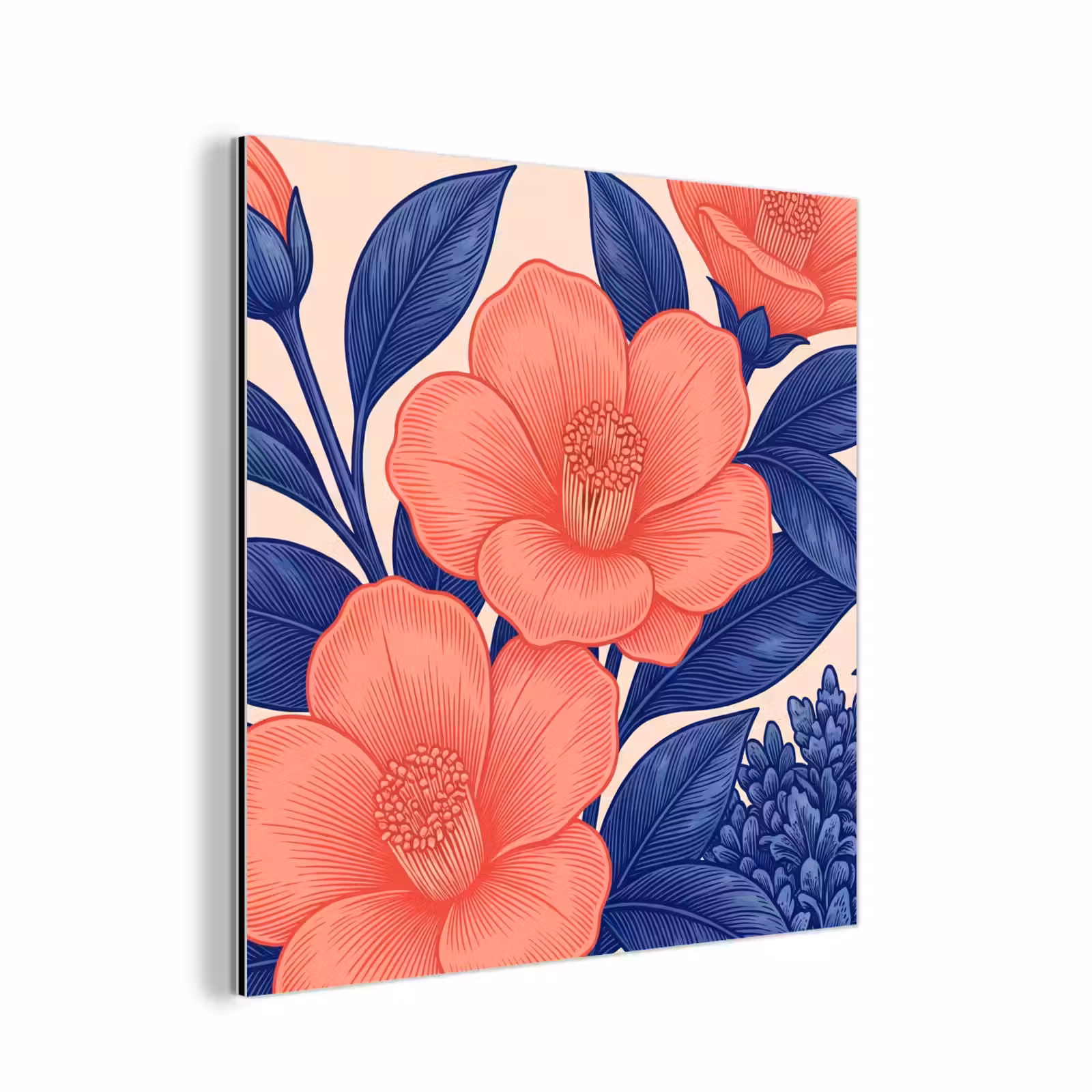 Aluminium schilderij - Bloemen - Bladeren - Botanisch - Bloemen - Bladeren - Botanisch aluminium wit klein