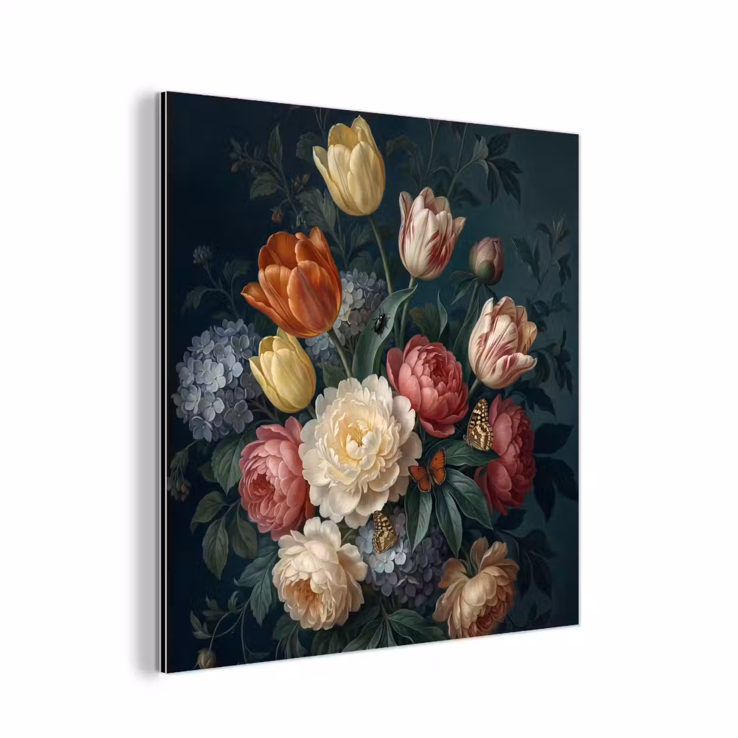 Bloemen - Boeket - Natuur - Klassiek - Donker aluminium wit klein -3d