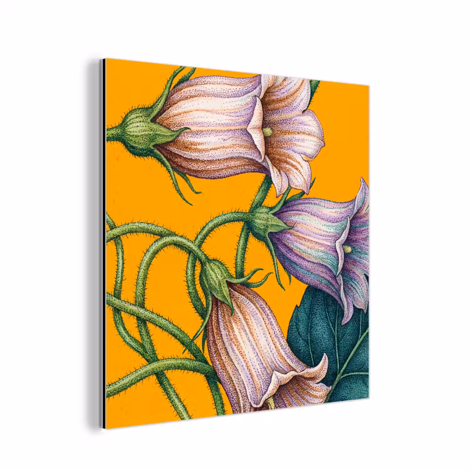 Aluminium schilderij - Bloemen - Botanisch - Geel - Bloemen - Botanisch - Geel aluminium wit klein