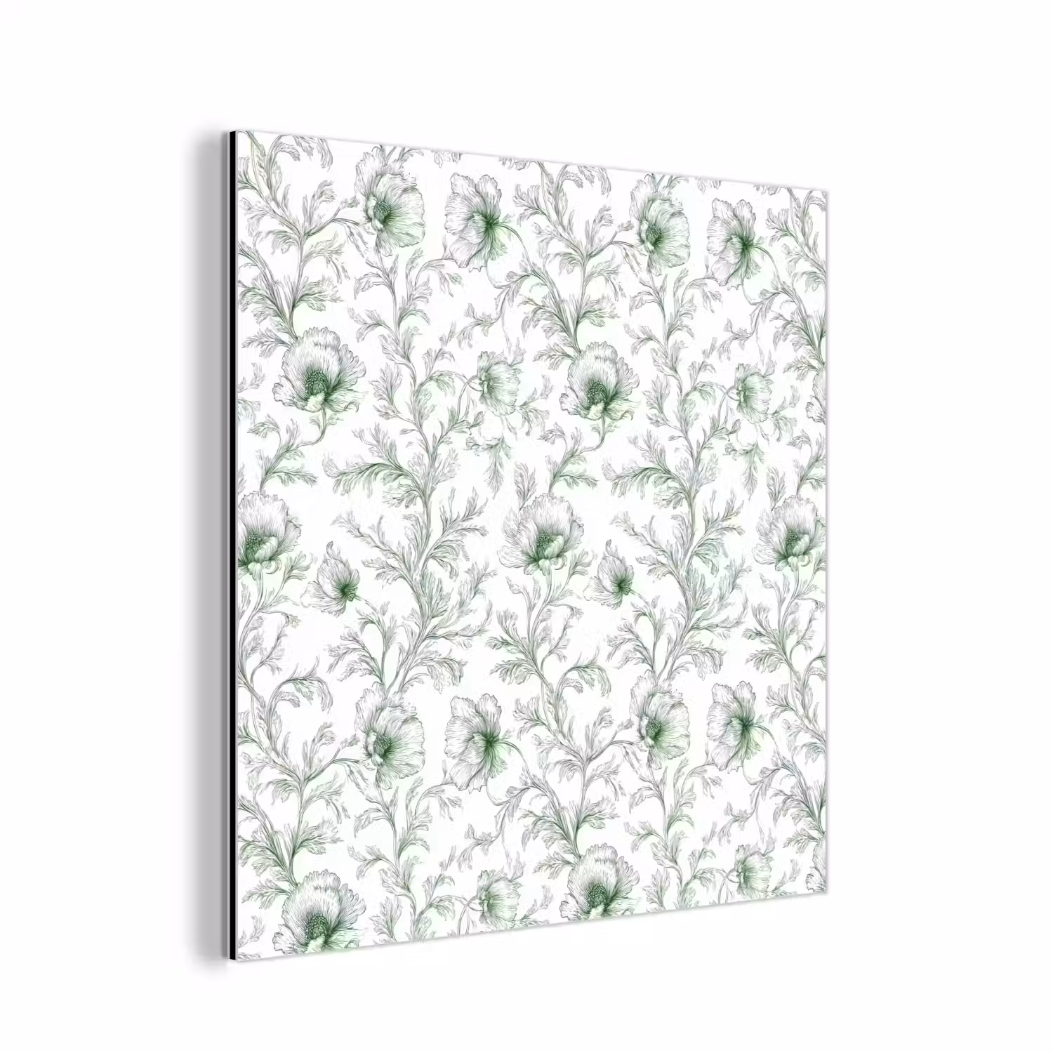 Bloemen - Getekend - Groen aluminium wit klein 46 -3d