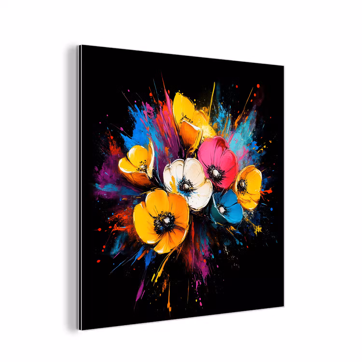 Bloemen - Kleurrijk - Graffiti - Modern - Boeket aluminium wit klein -3d