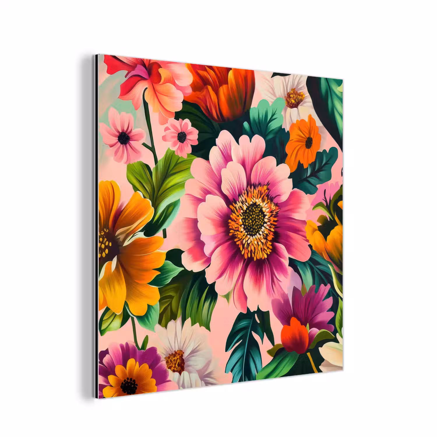 Bloemen - Kleurrijk - Roze aluminium wit klein -3d