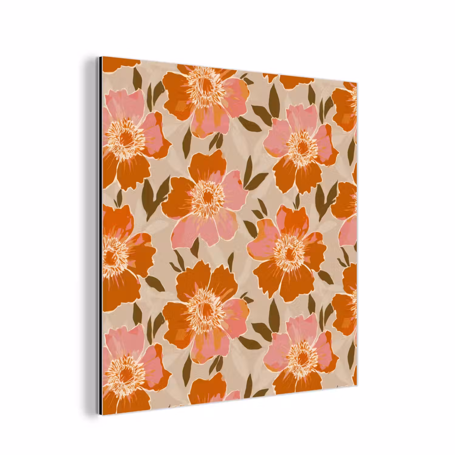 Bloemen - Motief - Retro aluminium wit klein 46 -3d