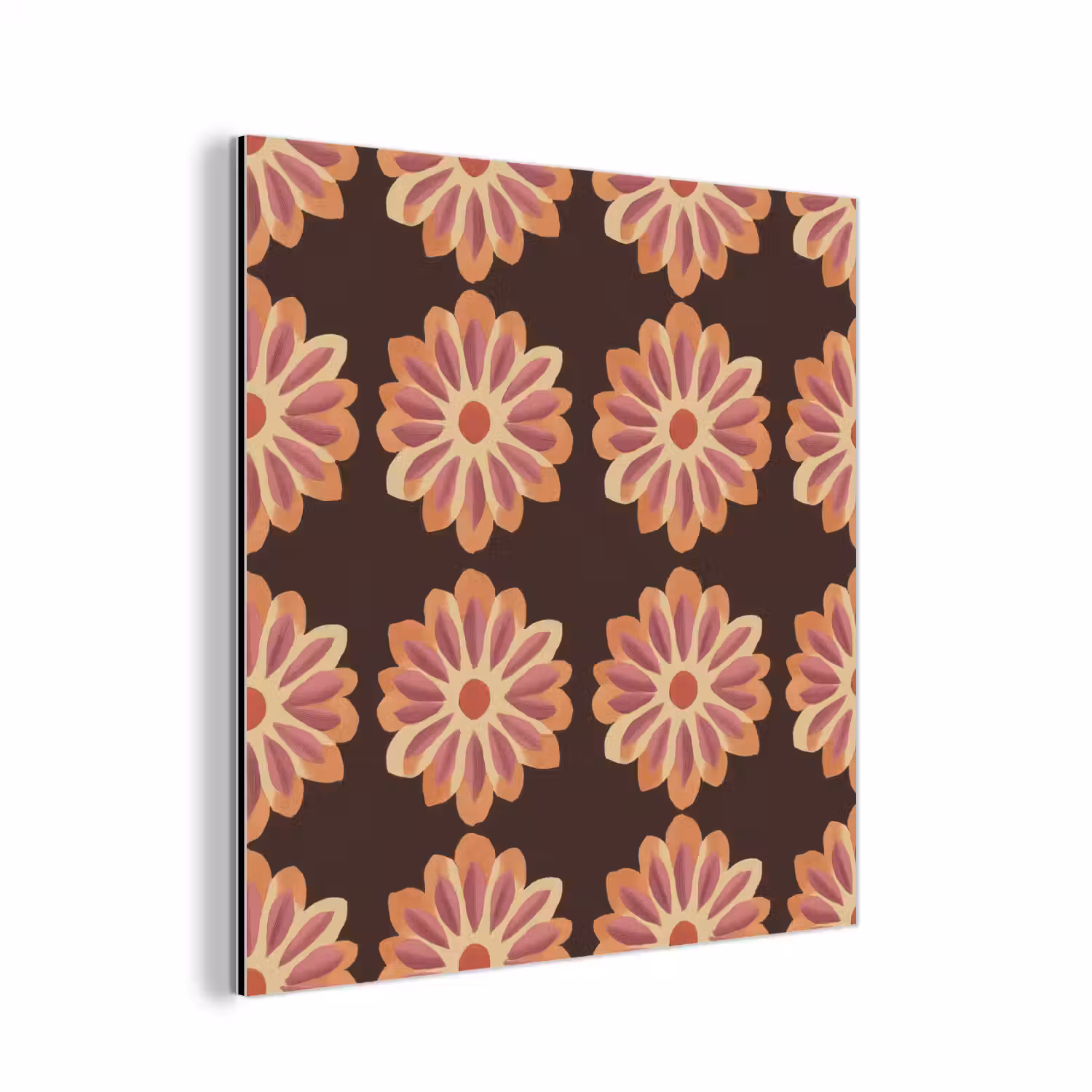 Bloemen - Patroon - Bruin aluminium wit klein 46 -3d